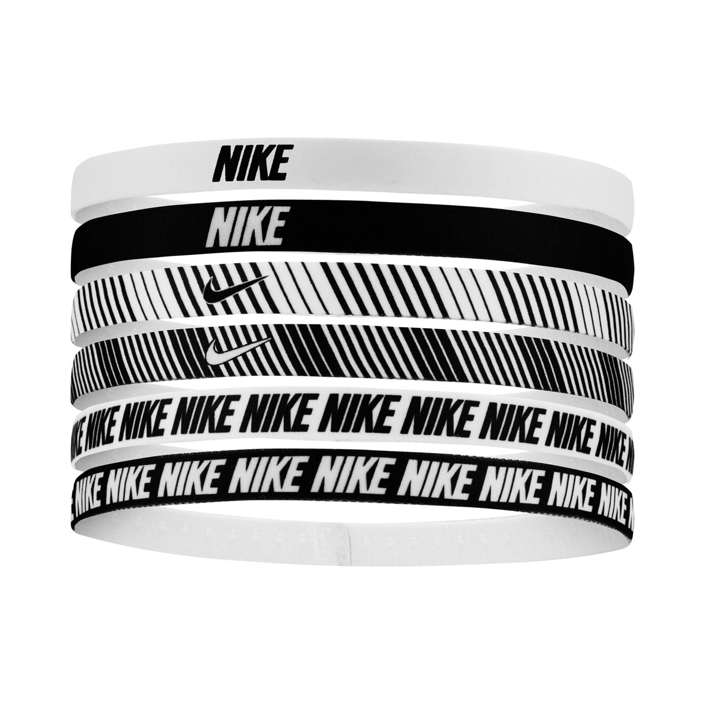 Nike Nike Flex Classic Printed Haarband 6er Pack-Weiß,Schwarz Nike Nike Flex Classic Printed Haarband 6er Pack-Weiß,Schwarz