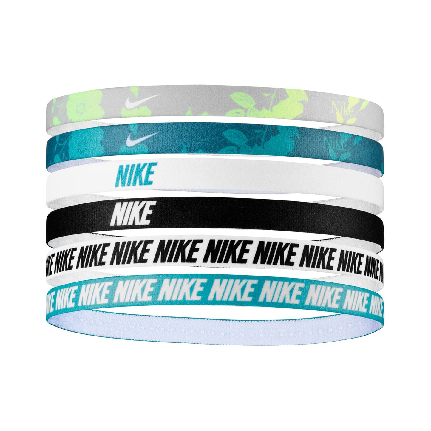 Nike Nike Flex Classic Printed Haarband 6er Pack-Gelb,Grün Nike Nike Flex Classic Printed Haarband 6er Pack-Gelb,Grün