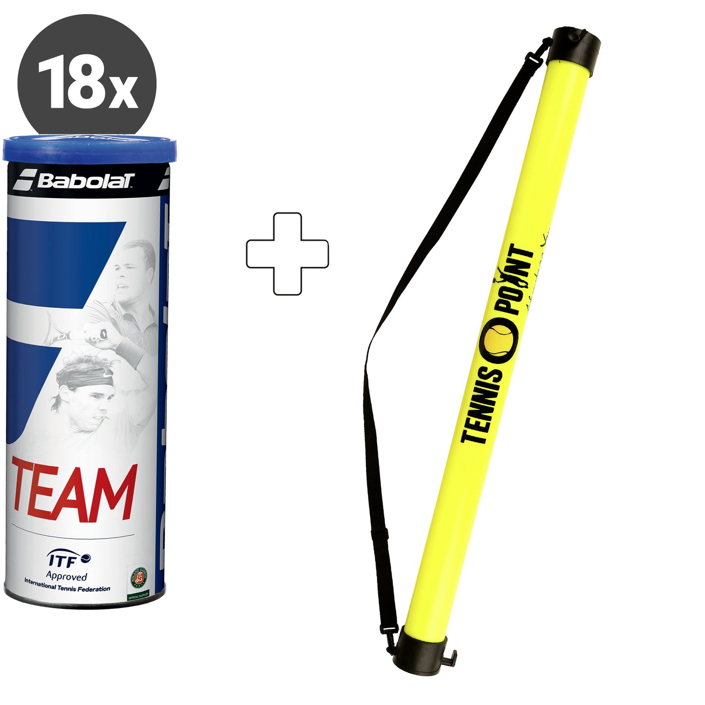 Babolat 18x 4er Dose Team plus Ballsammelröhre Babolat 18x 4er Dose Team plus Ballsammelröhre