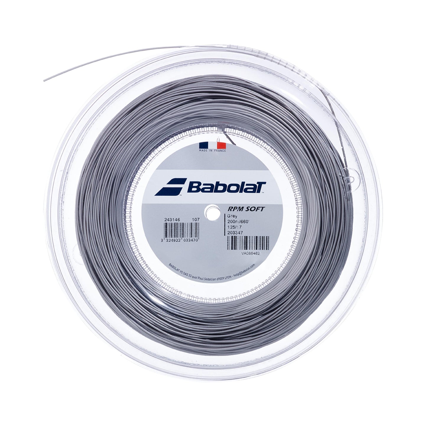 Babolat RPM Soft Saitenrolle 200m-Grau Babolat RPM Soft Saitenrolle 200m-Grau