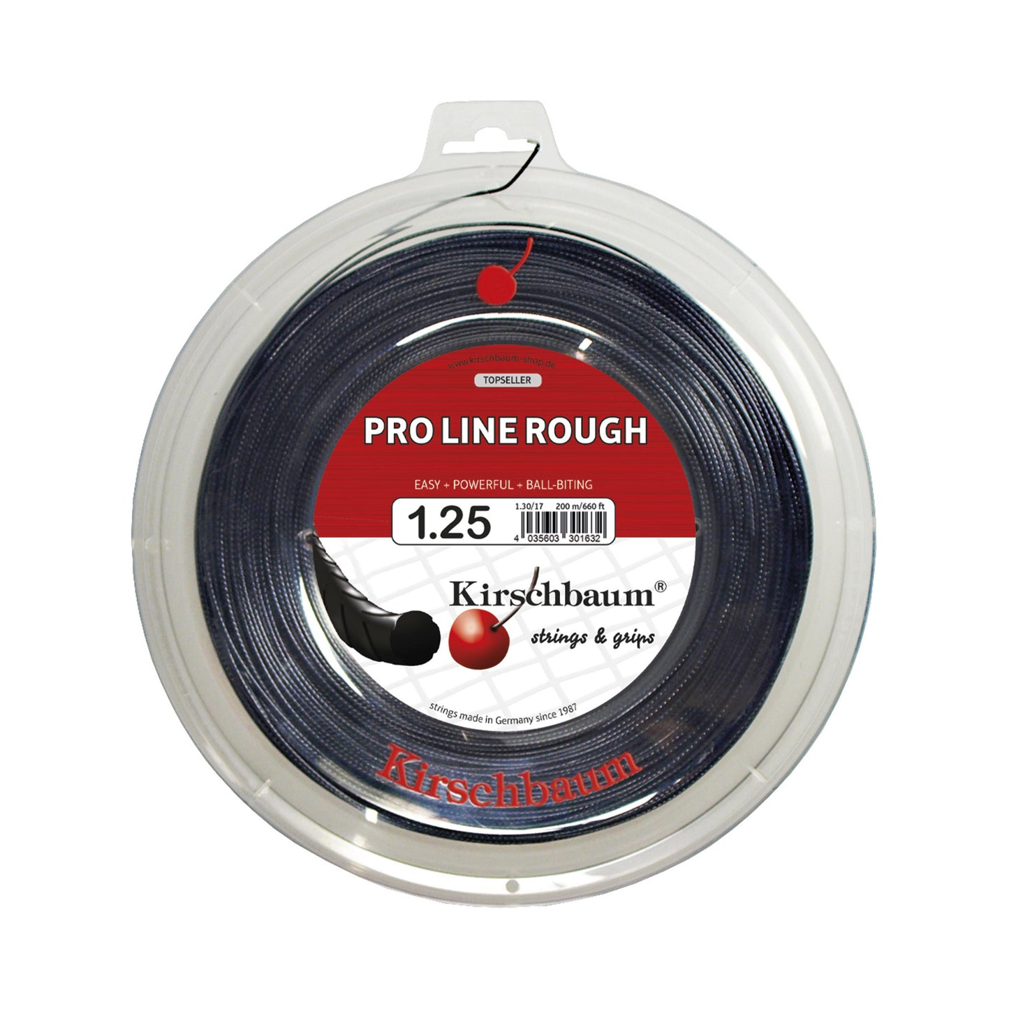 Kirschbaum Pro Line Rough Saitenrolle 200m-Schwarz Kirschbaum Pro Line Rough Saitenrolle 200m-Schwarz