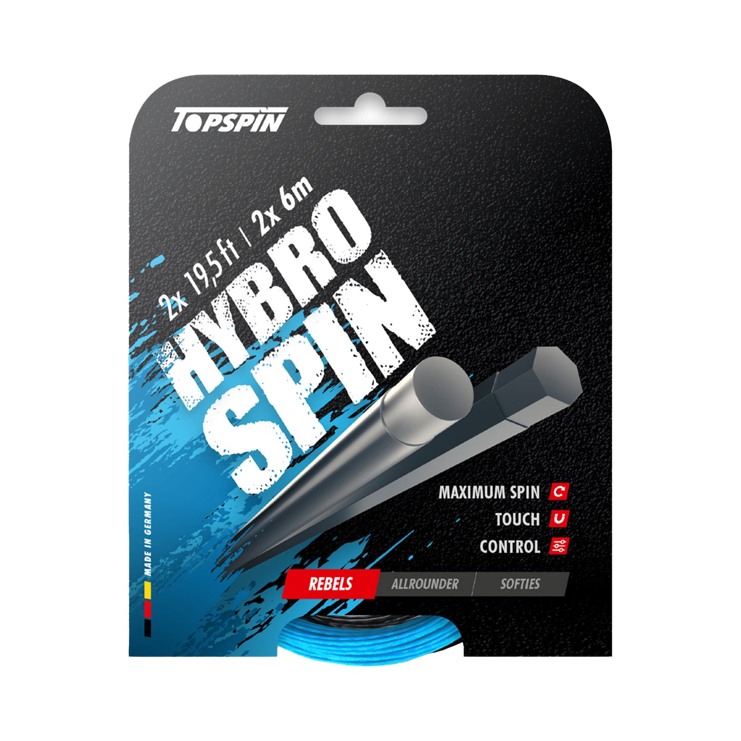 Topspin Hybro Spin 2 X 6m Saitenset-Hellblau Topspin Hybro Spin 2 X 6m Saitenset-Hellblau