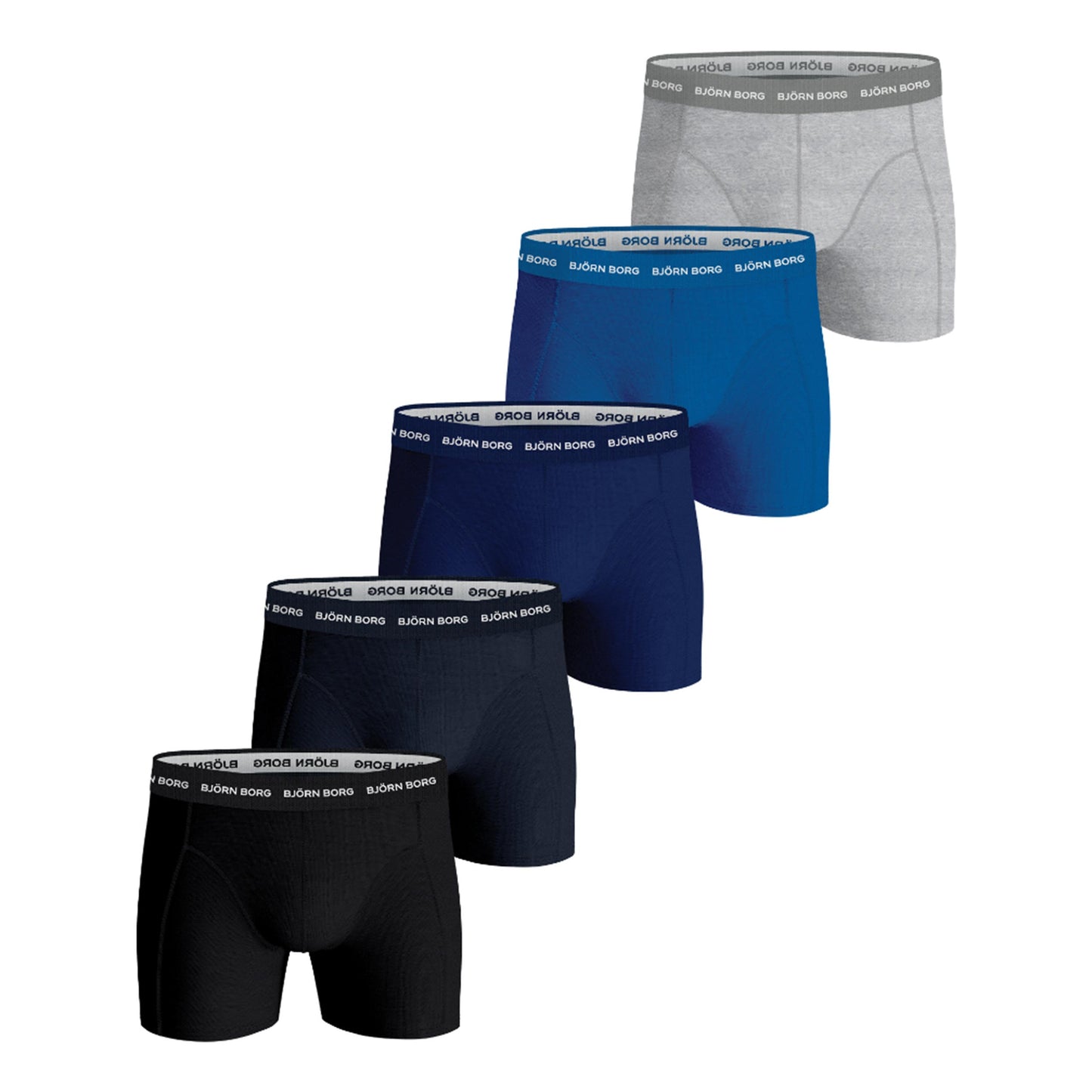 Björn Borg Cotton Stretch Boxer Short 5er Pack Herren - schwarz, blau Björn Borg Cotton Stretch Boxer Short 5er Pack Herren - schwarz, blau