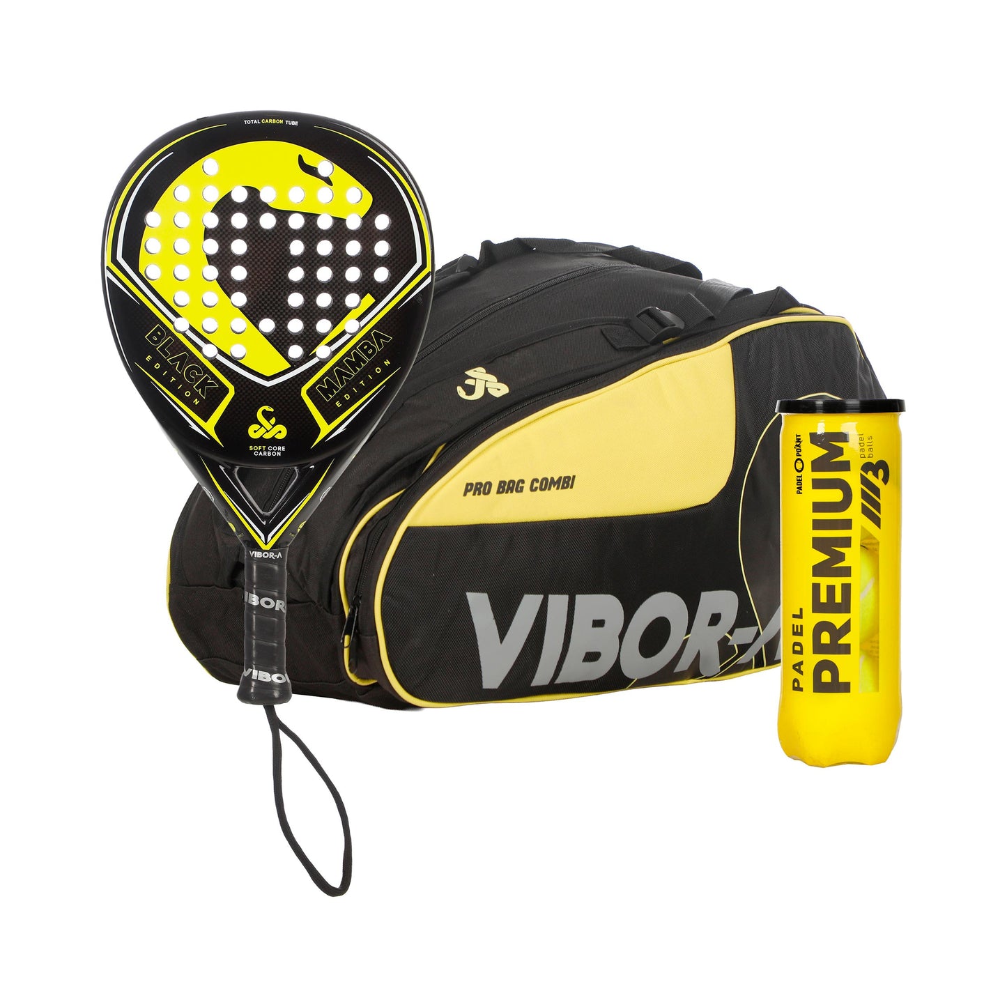 Vibora 3er Pack Black Mamba Classic Edition plus Schlägertasche, plus Balldose Vibora 3er Pack Black Mamba Classic Edition plus Schlägertasche, plus Balldose