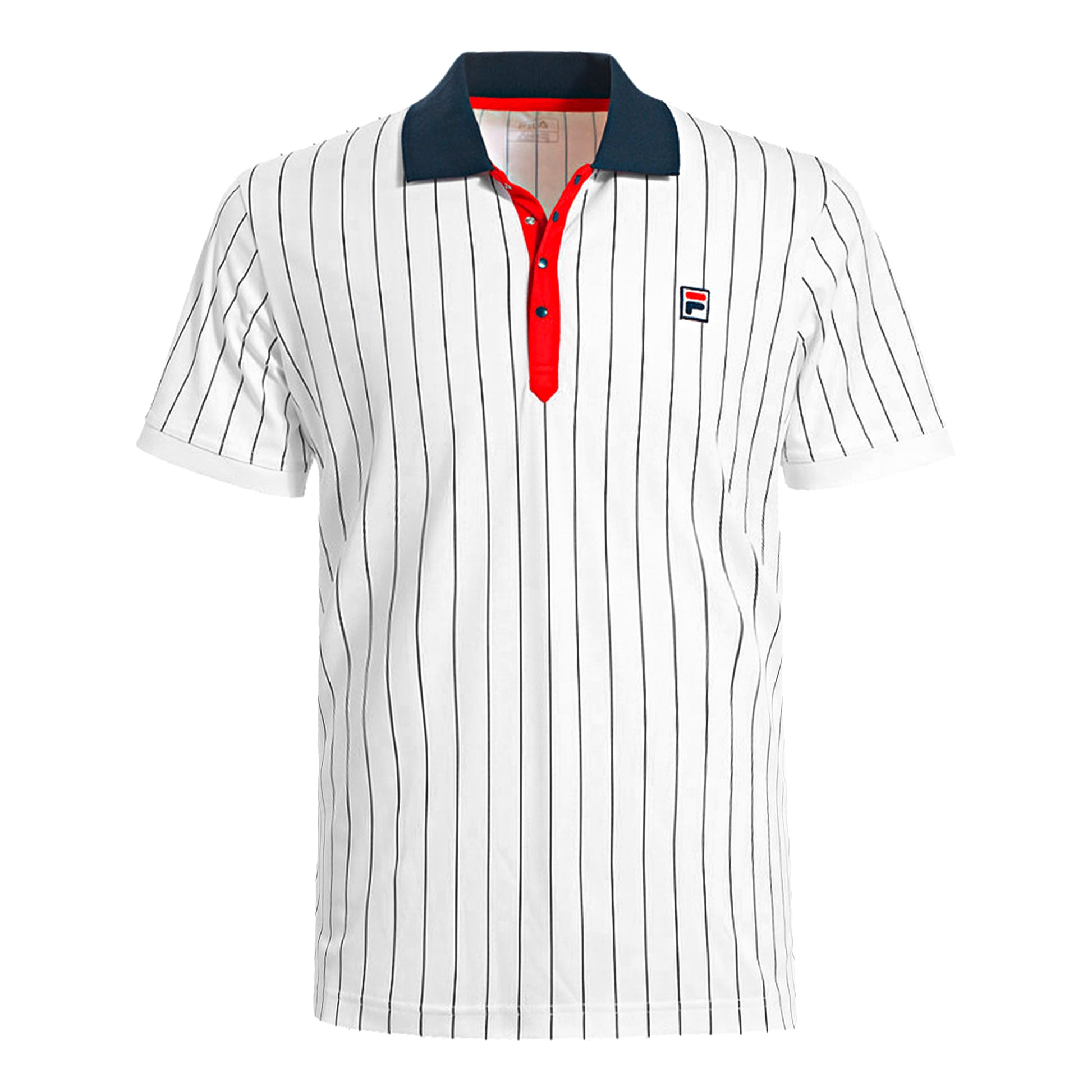 Fila Stripes Polo Herren-Weiß,Dunkelblau