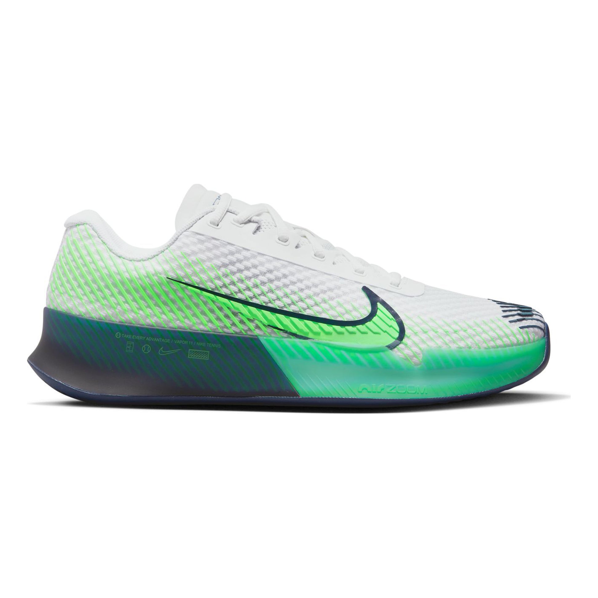 Nike Air Zoom Vapor 11 Sandplatzschuh Herren - weiß, neongrün
