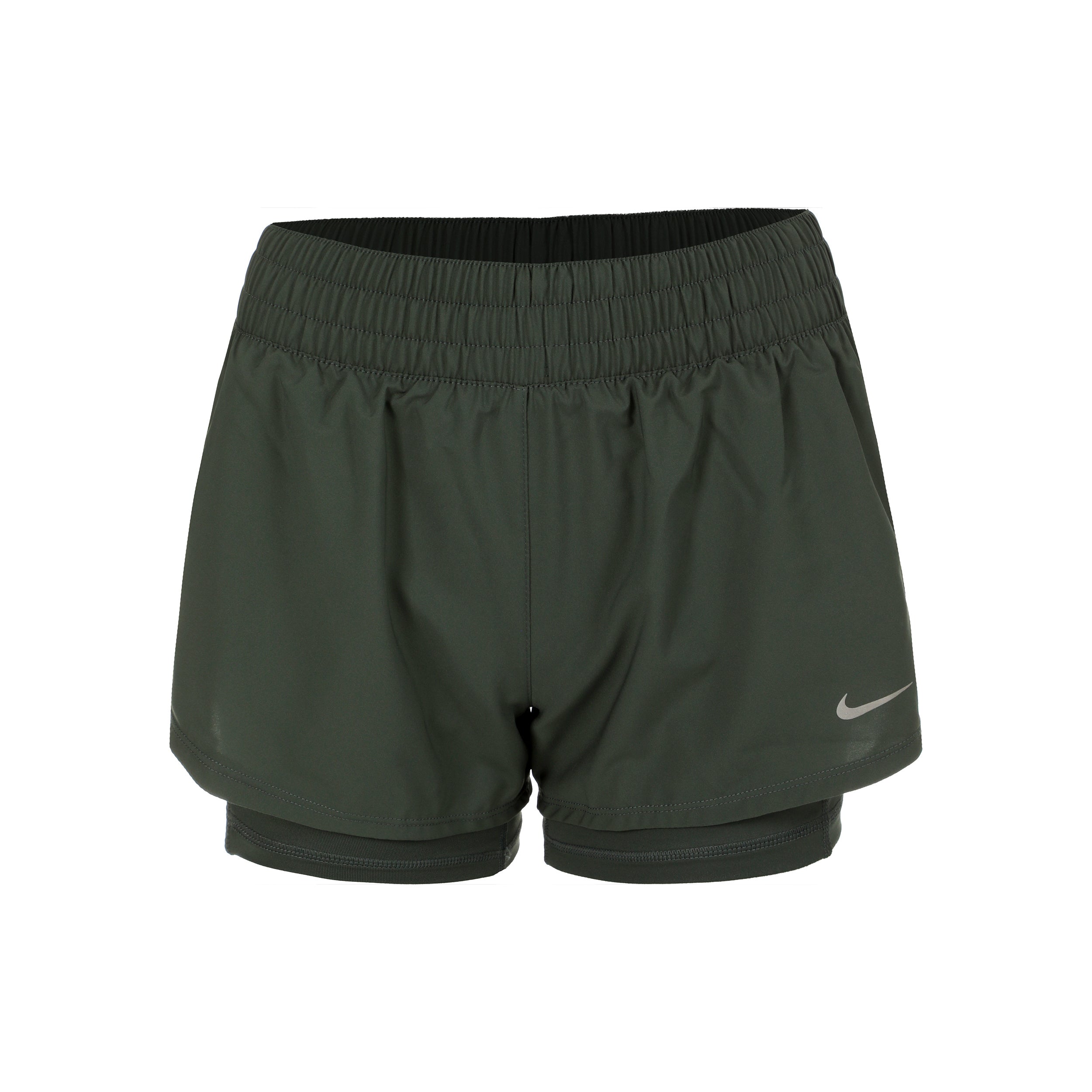 Nike Dri-Fit One Mid Rise 2in1 3in Shorts Damen - grün, silber