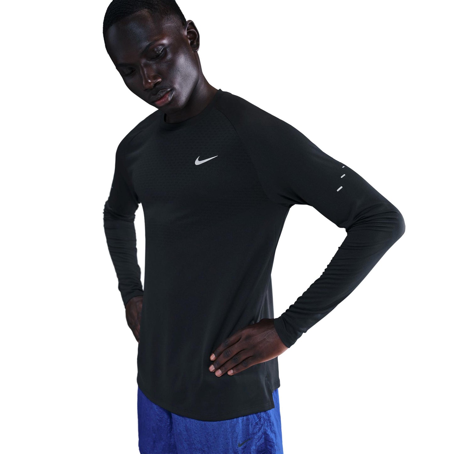 Nike Stride Laufshirt Herren - schwarz, silber