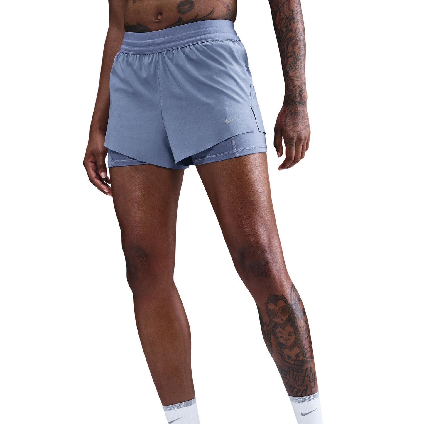 Nike Swift Laufshorts Damen - blaugrau, silber