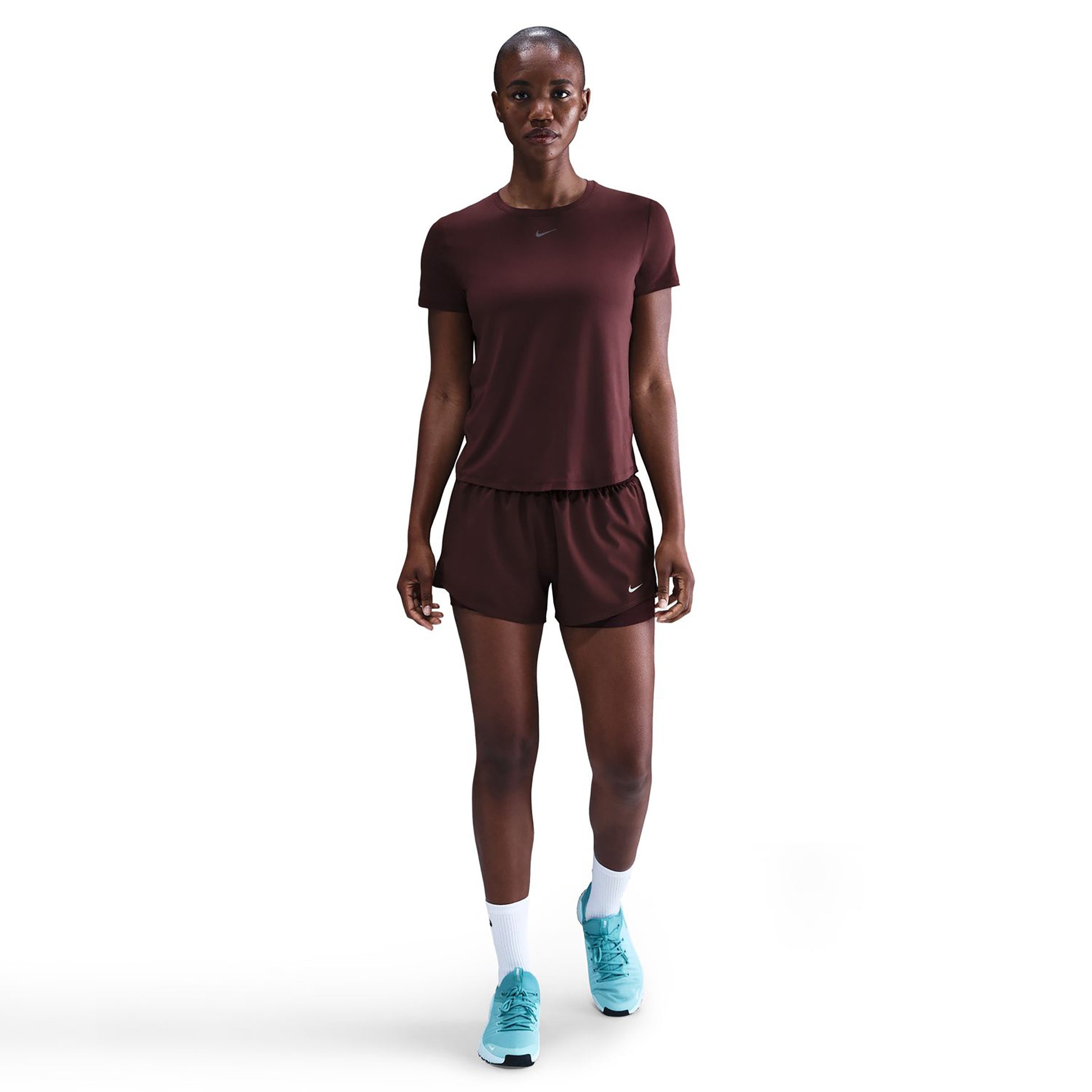 Nike Dri-Fit One Mid Rise 2in1 3in Shorts Damen - dunkelrot, silber