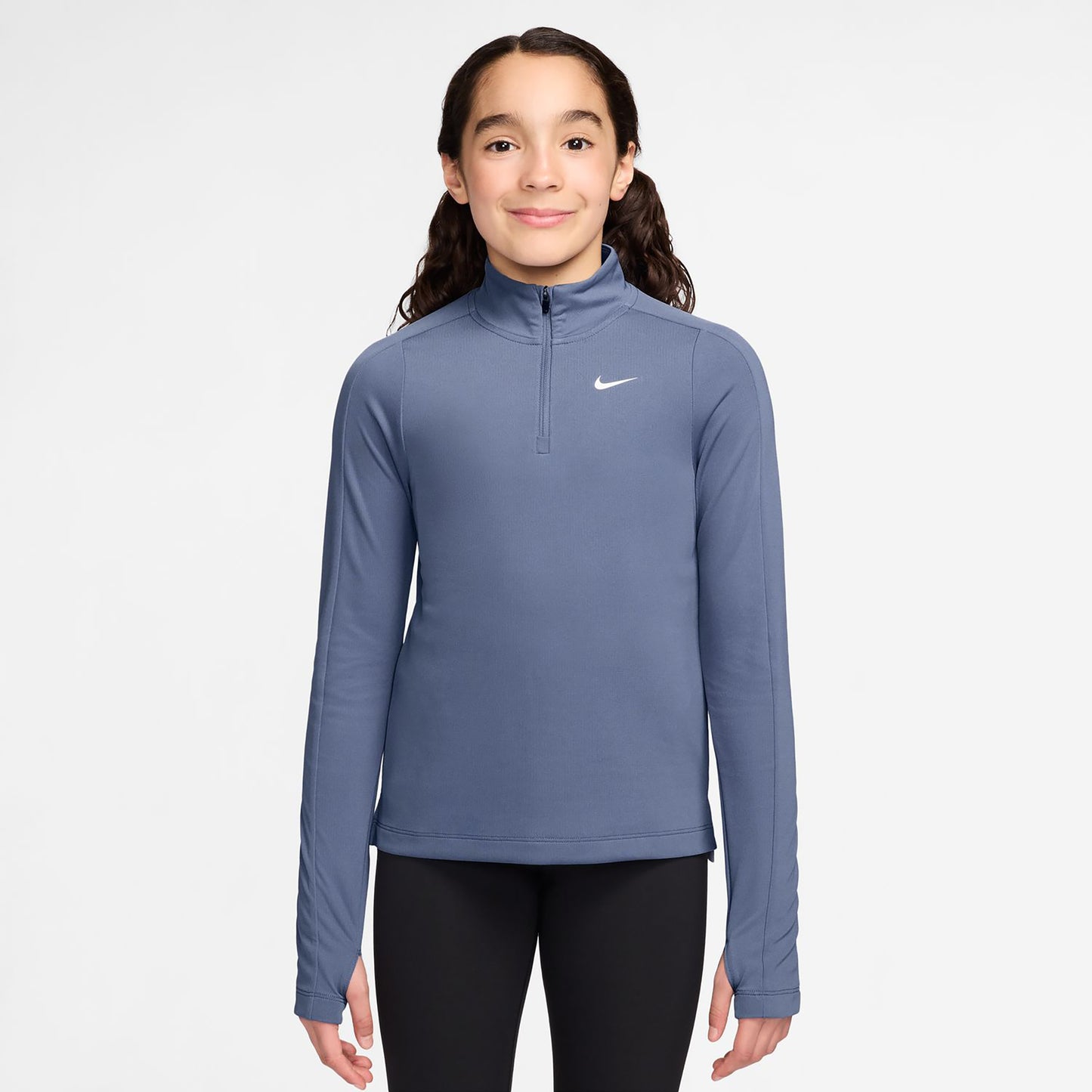 Nike Dri-Fit Half-Zip Longsleeve Mädchen - blaugrau, weiß