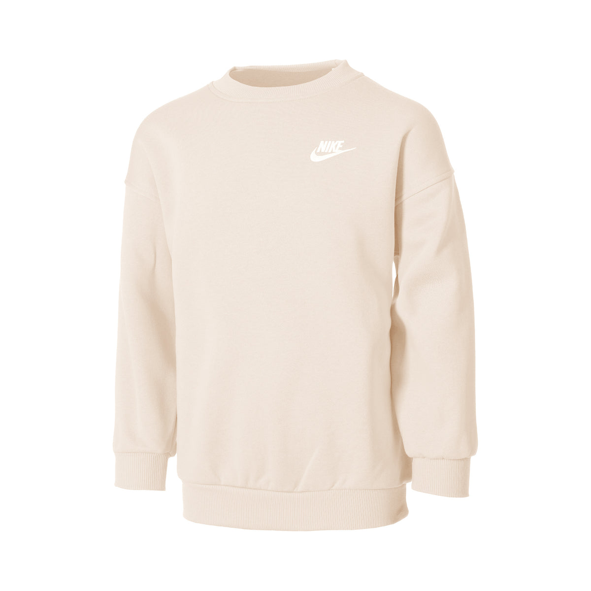 Nike Club Fleece Oversized Crew Sweatshirt Mädchen-Beige,Weiß