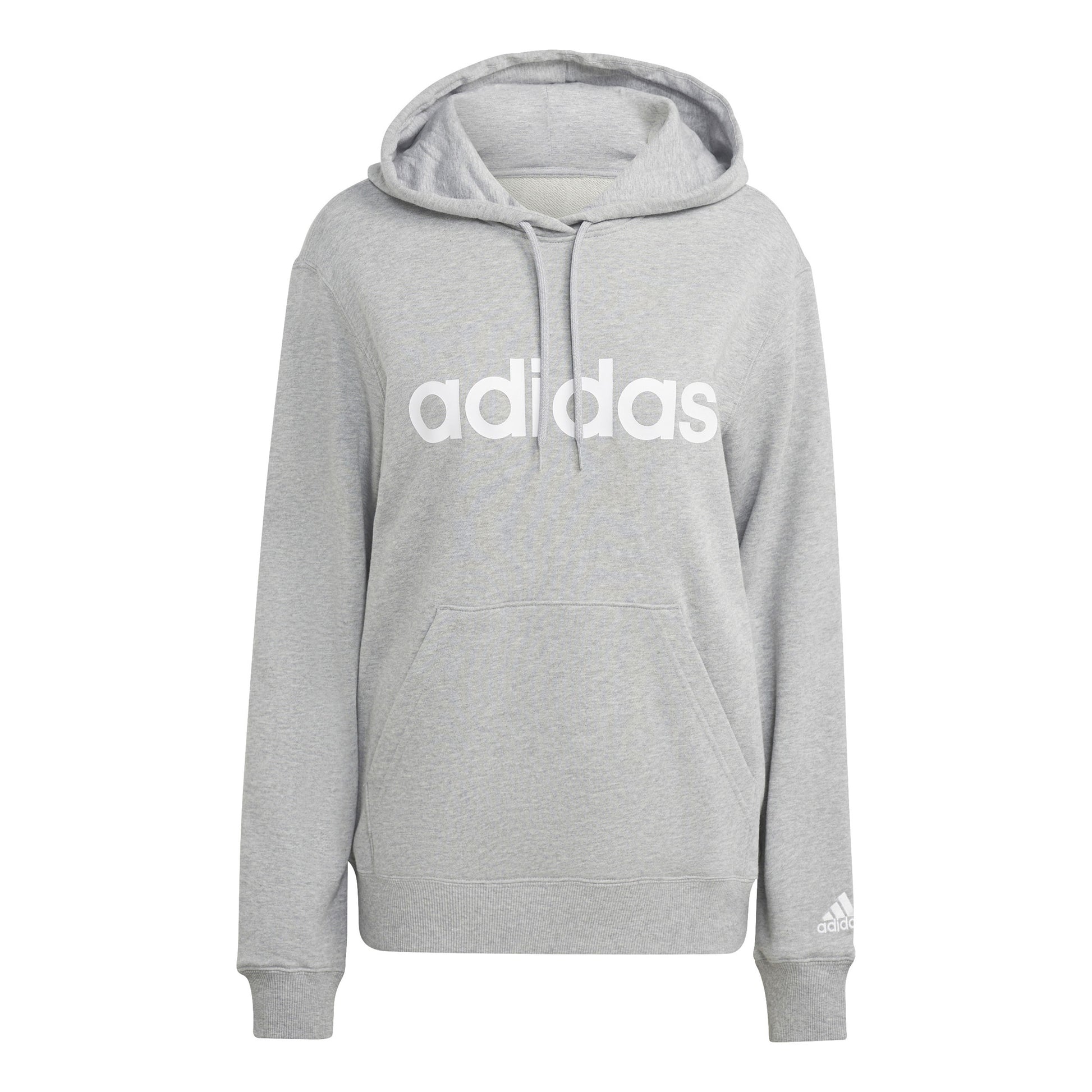adidas Linear French Terry Hoody Damen - hellgrau, weiß