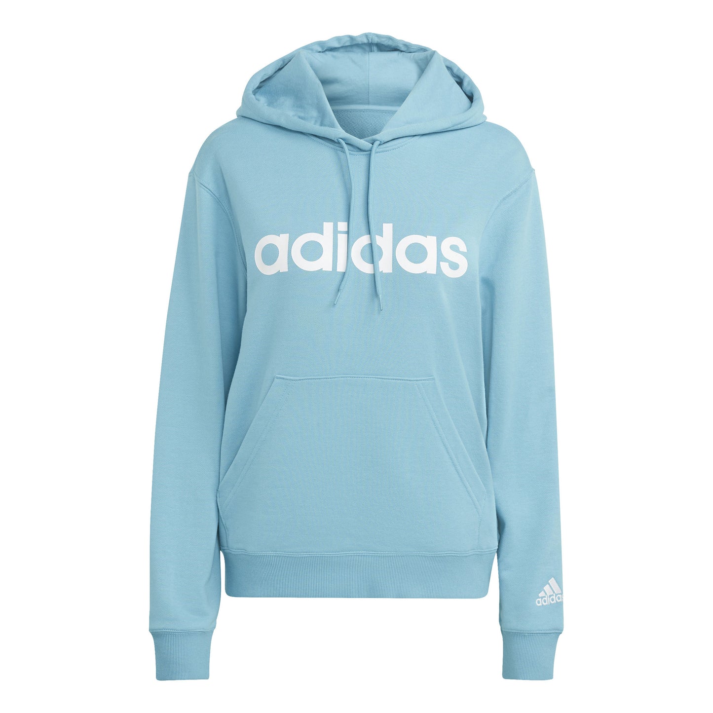 adidas Linear French Terry Hoody Damen - türkis, weiß