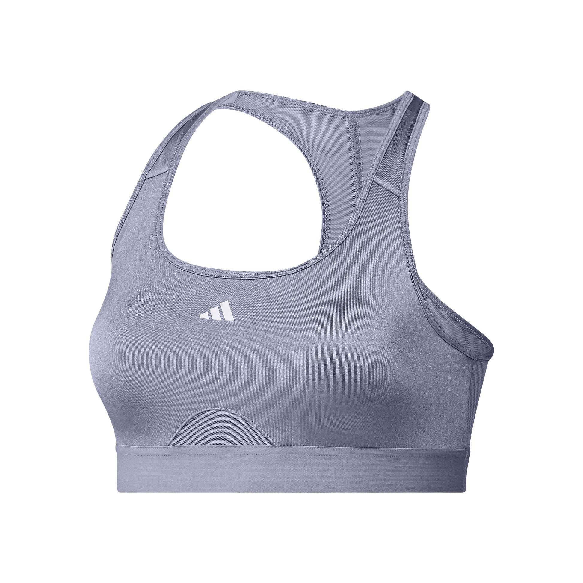 adidas PowerReact Training Medium Support Sport-BH Damen - silber
