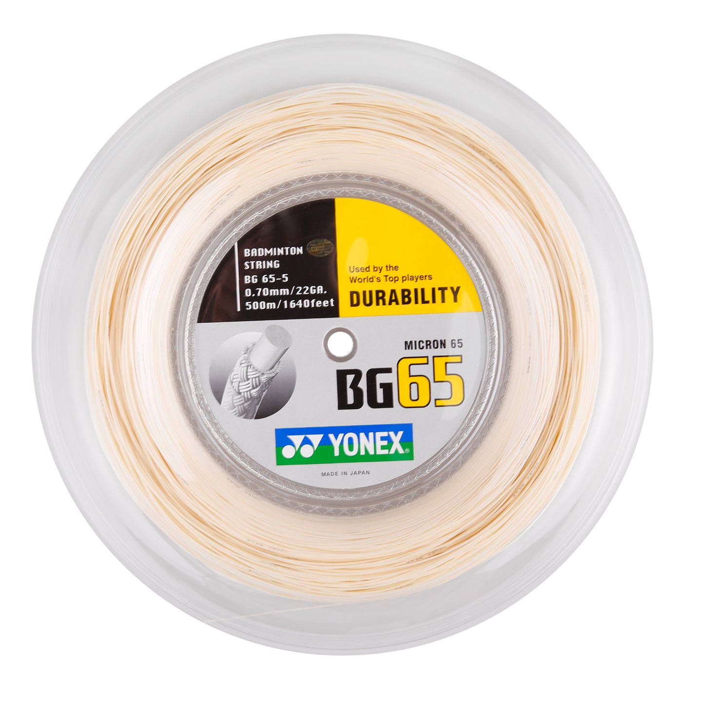 Yonex BG65 Badmintonsaitenrolle 200m -weiß