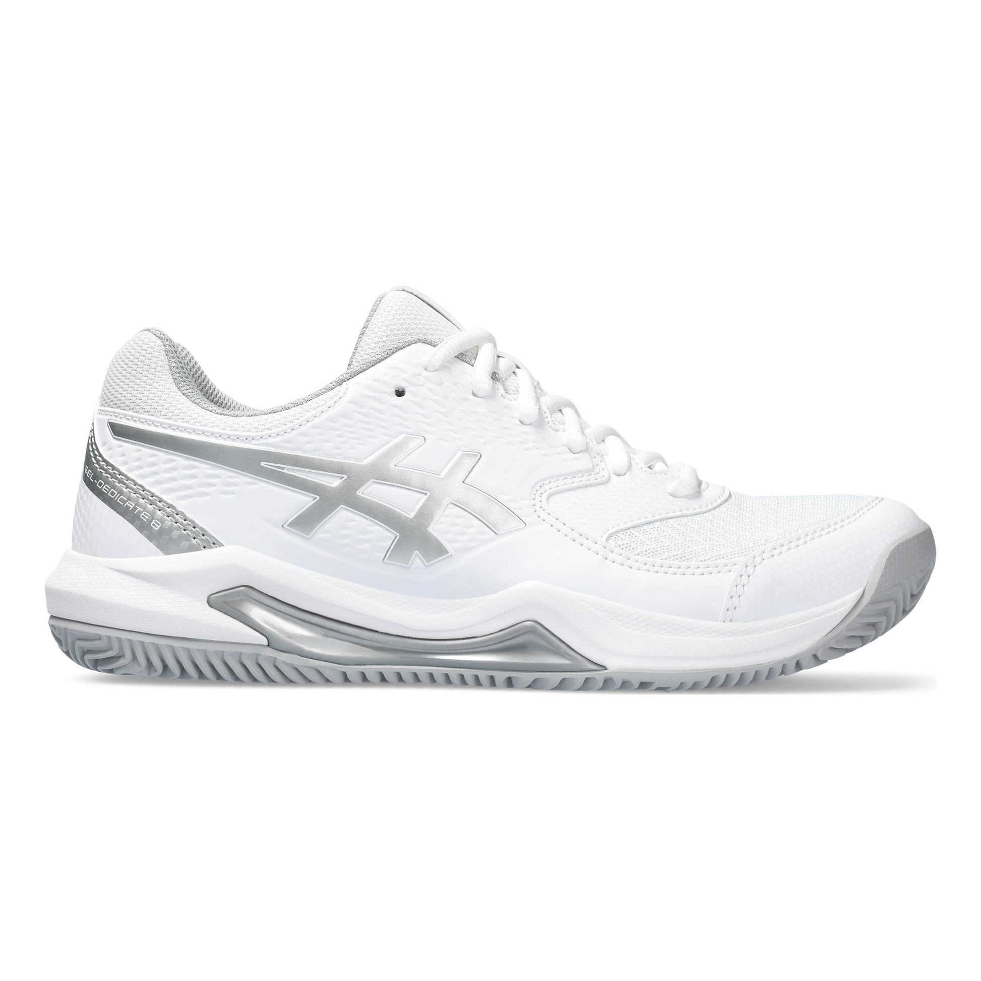 ASICS Gel-Dedicate 8 CLY Sandplatzschuh Damen-Weiß,Silber