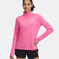 Tech 1/2 Zip-Twist Longsleeve Damen-Pink,Weiß