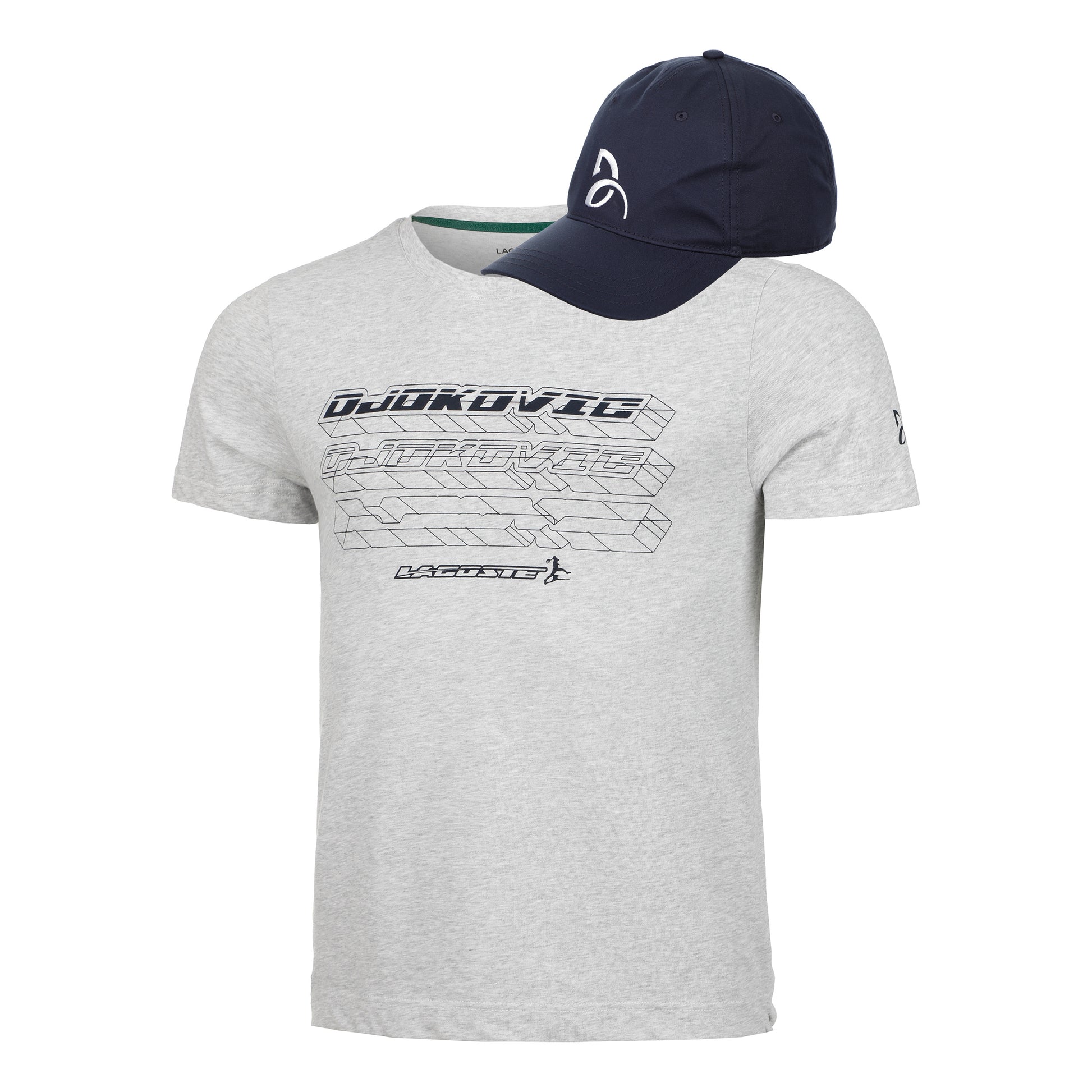 Lacoste Djokovic Cap + T-Shirt Herren - grau,