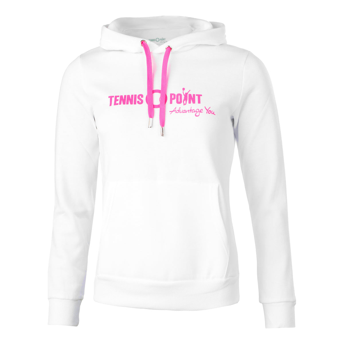 Tennis-Point Logo Hoody Damen - weiß, pink