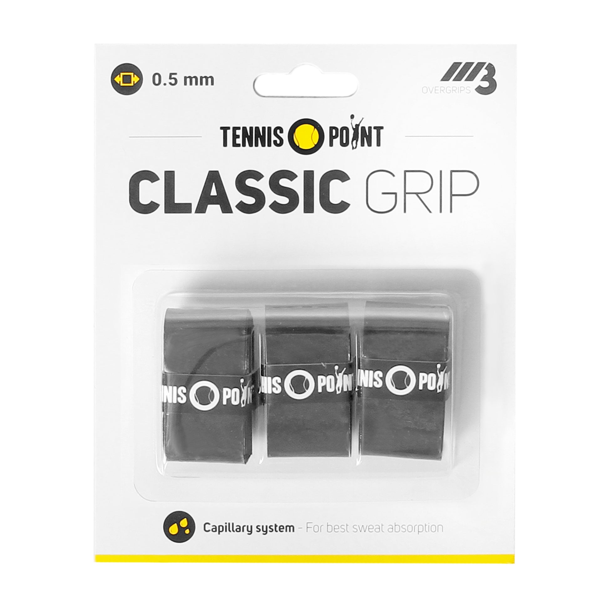 Tennis-Point Classic Grip 3er Pack - schwarz