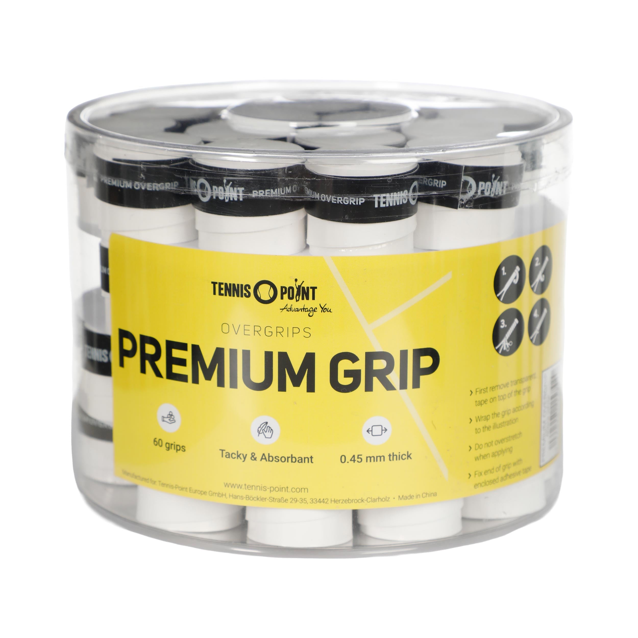 Tennis-Point Premium Grip 60er Pack-Weiß