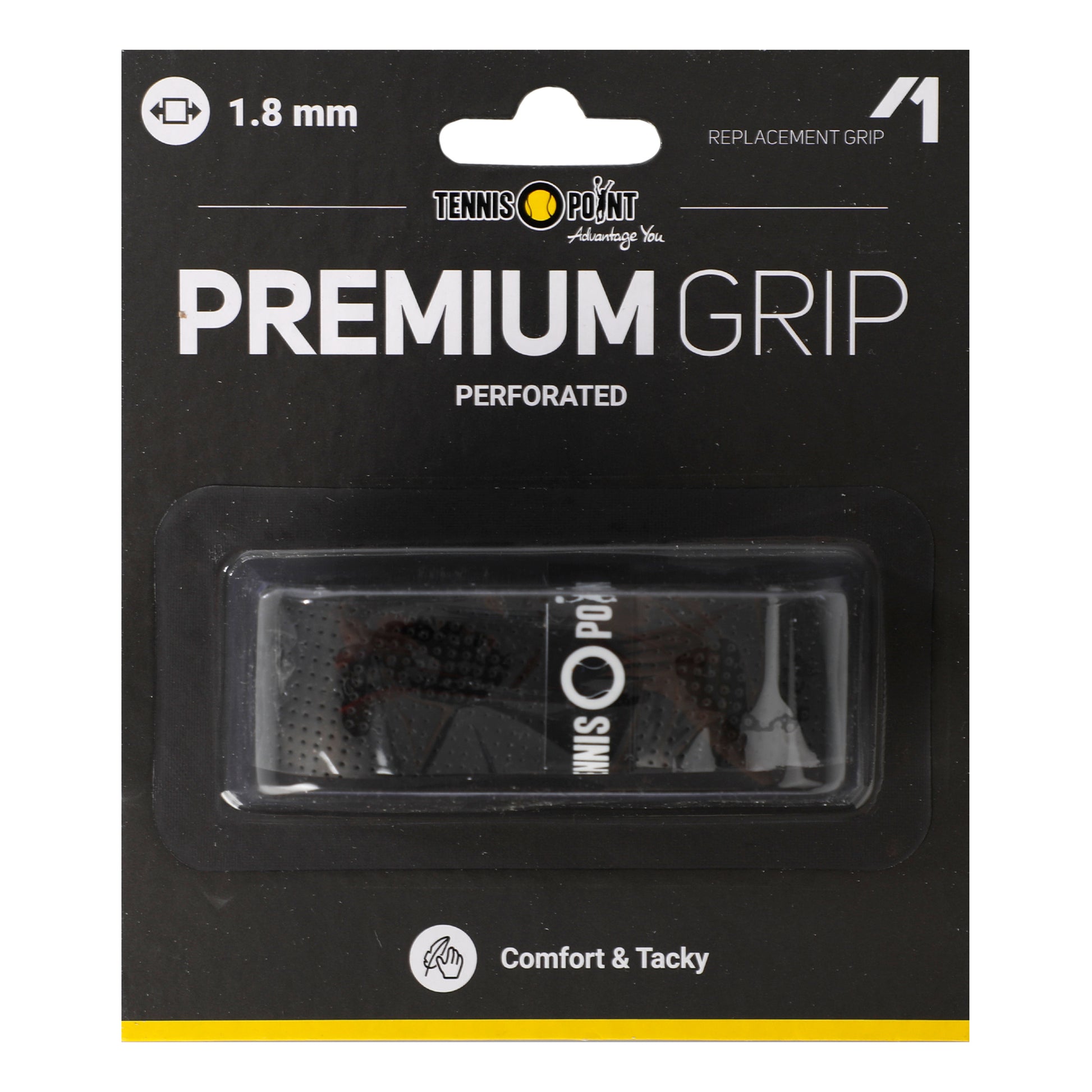 Tennis-Point Premium Grip Perforated 1er Pack-Schwarz
