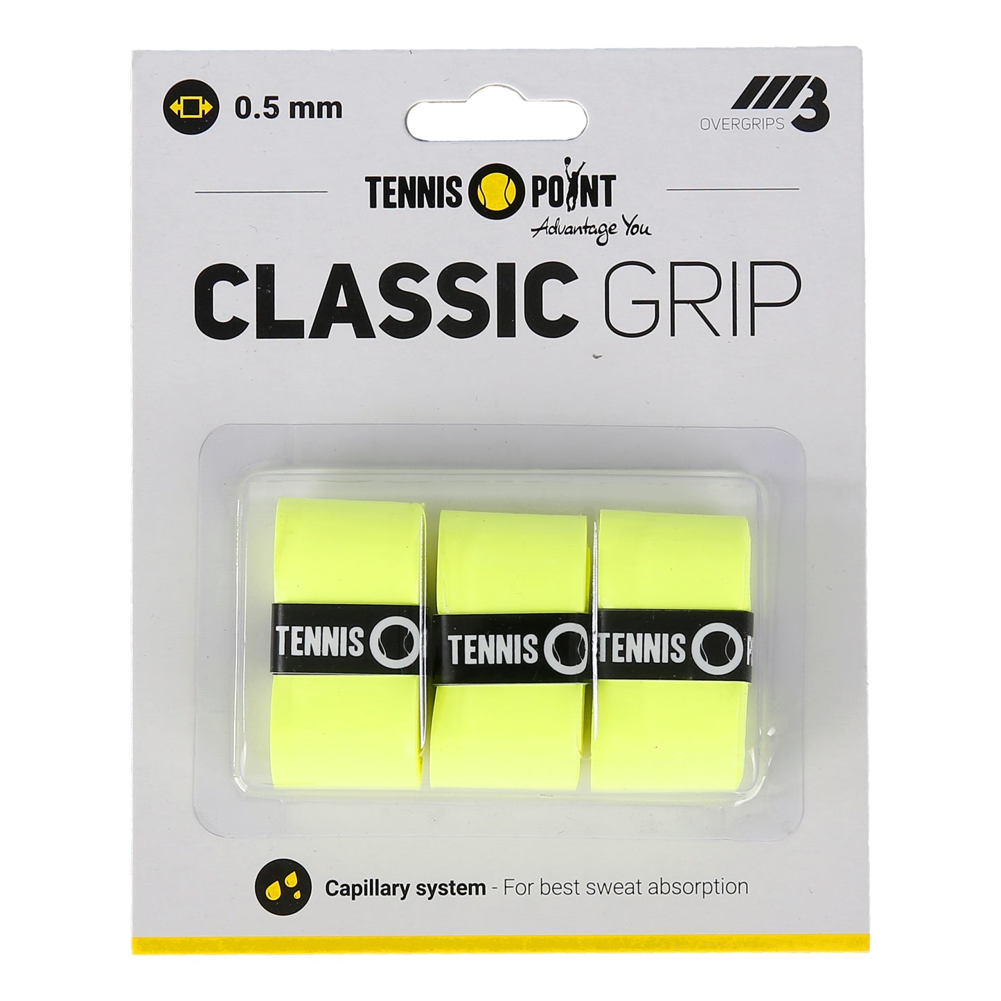 Tennis-Point Classic Grip 3er Pack - gelb