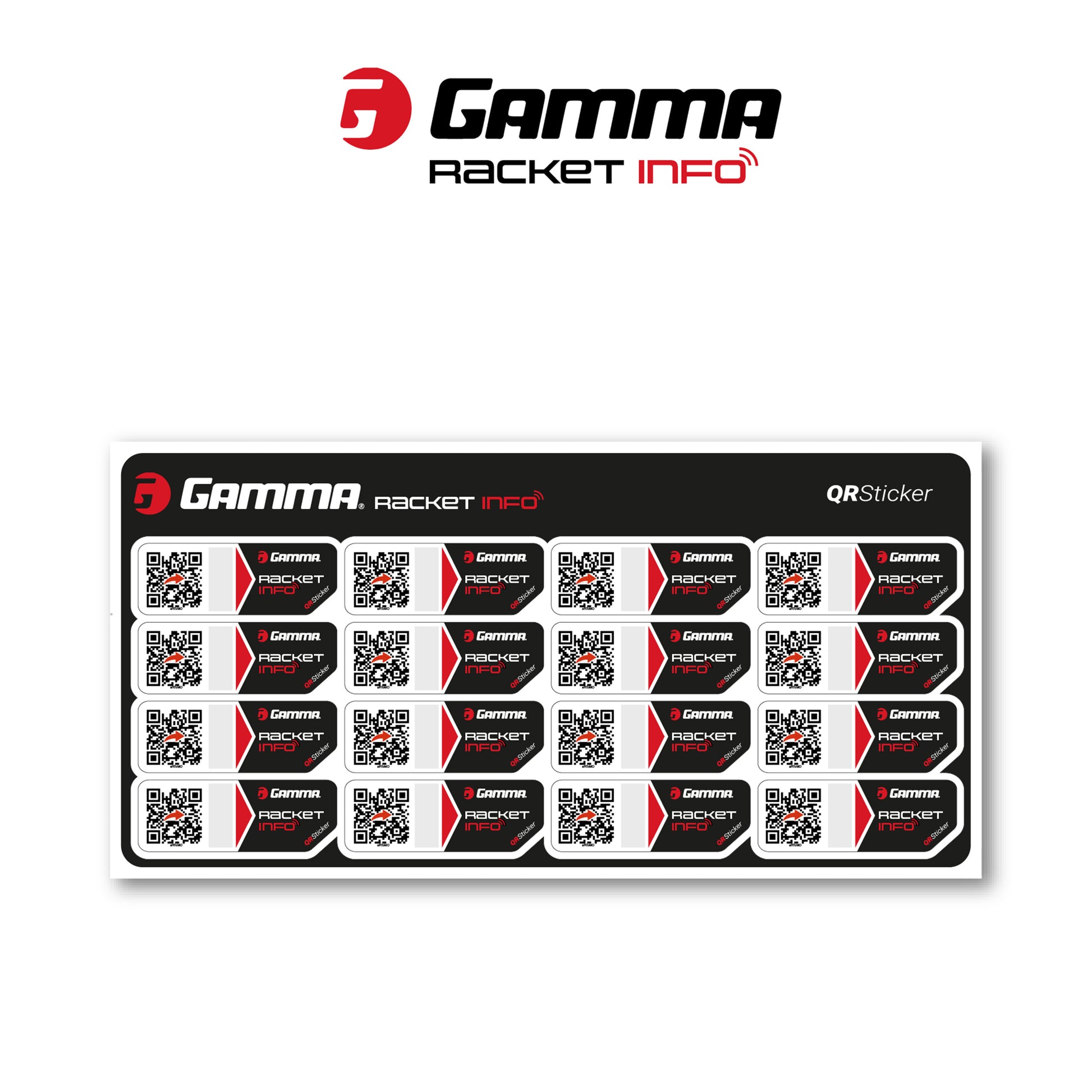 Gamma Gamma Racket Info Besaitungsaufkleber 16er Pack-Schwarz