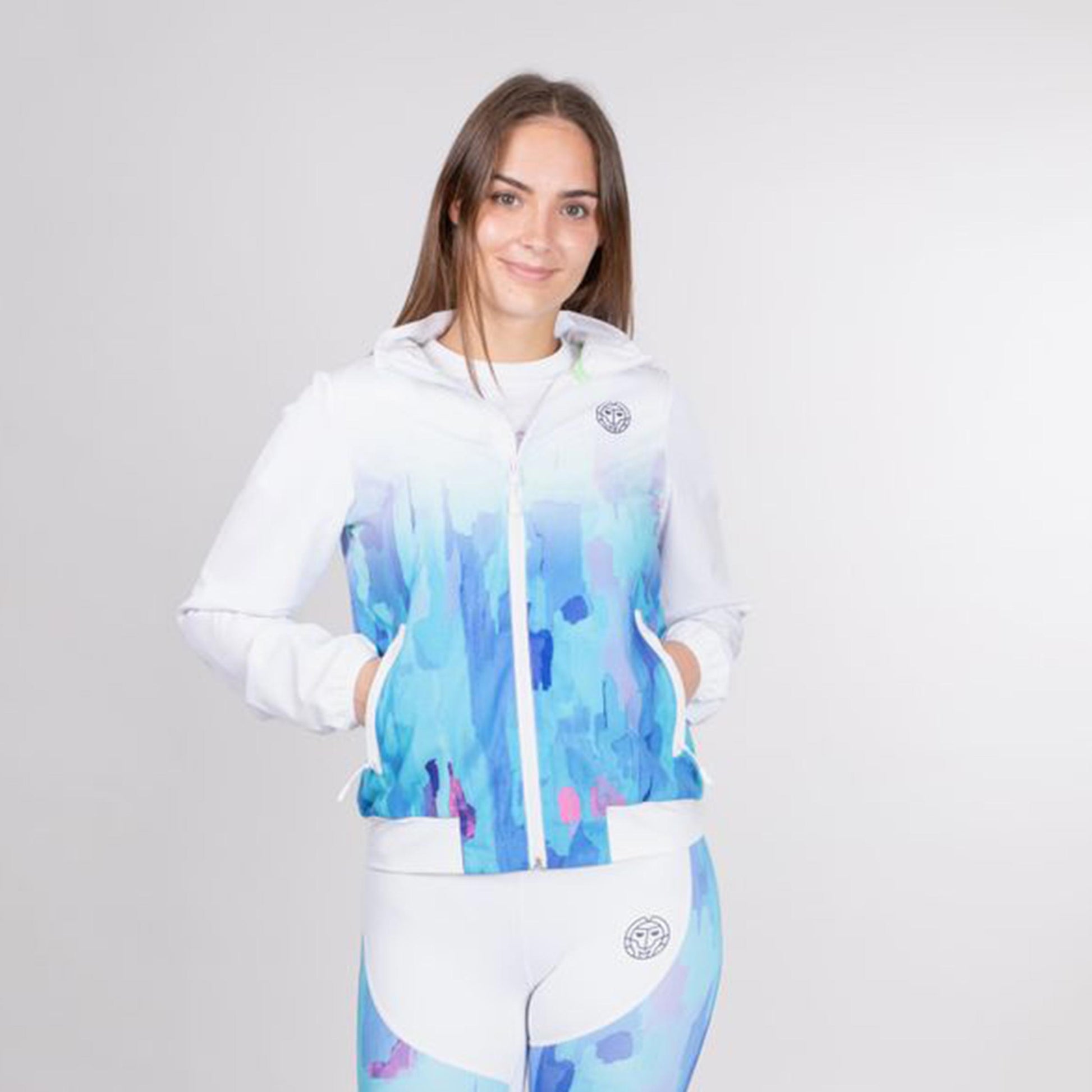 BIDI BADU Gene Tech Trainingsjacke Damen-Weiß,Blau
