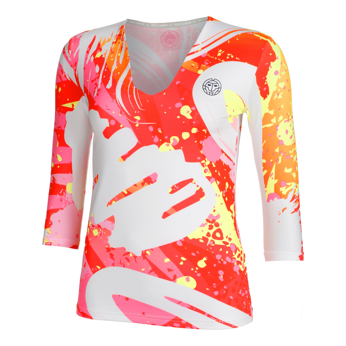 BIDI BADU Wild Arts V-Neck Longsleeve Damen - weiß, mehrfarbig
