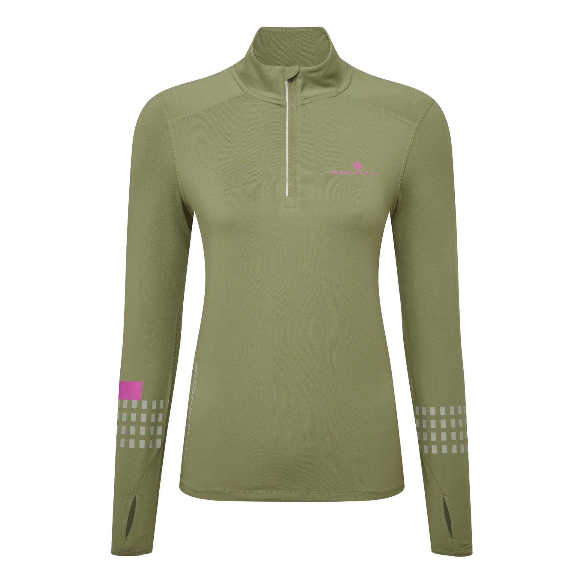 Ronhill Tech Afterhours 1/2 Zip Laufshirt Damen-Oliv