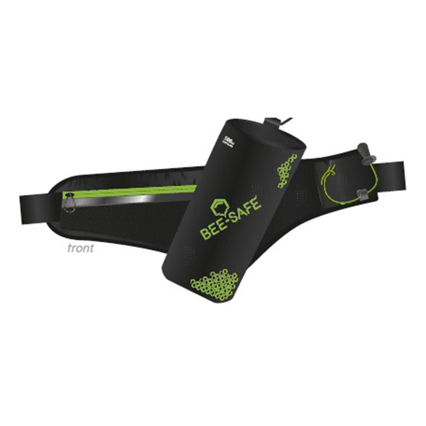 Bee-Safe (excl. 500ml) Laufgürtel-Schwarz,Limette