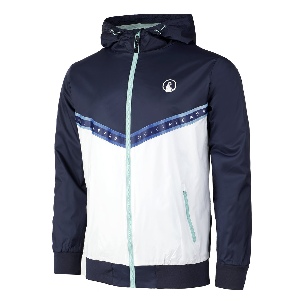 Quiet Please Tweener Rainbow Windbreaker Trainingsjacke Herren - blau, weiß