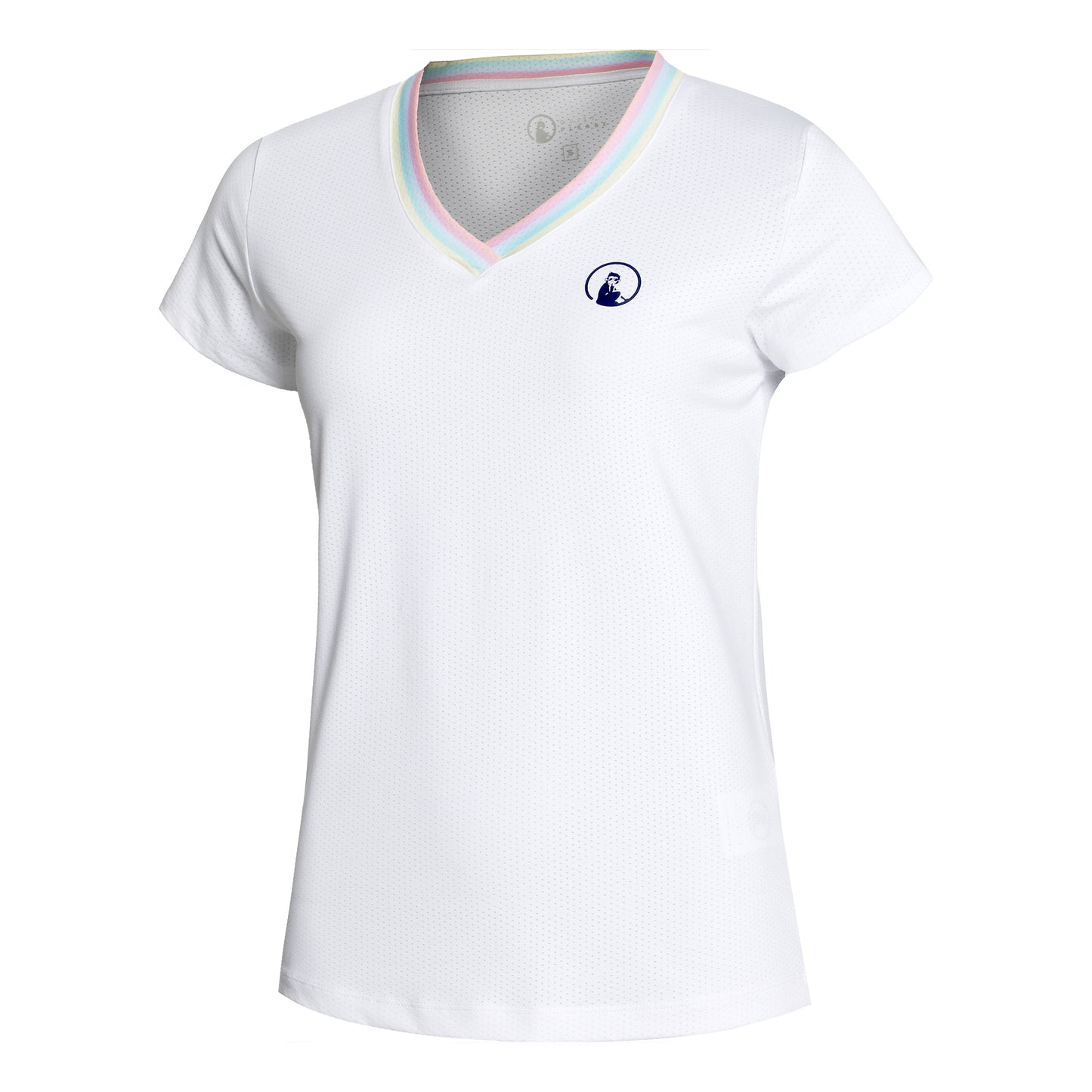 Quiet Please V-Neck T-Shirt Damen - weiß, mehrfarbig