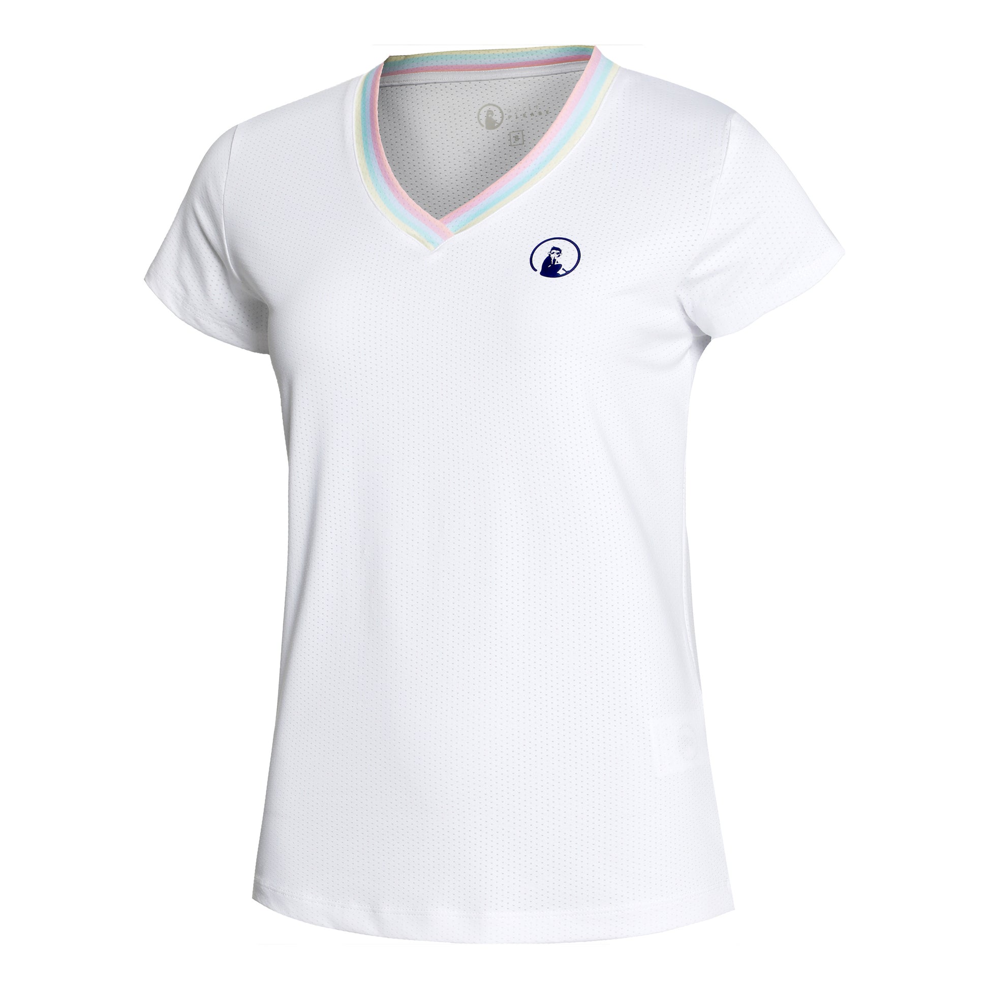 Quiet Please V-Neck T-Shirt Damen - weiß, mehrfarbig