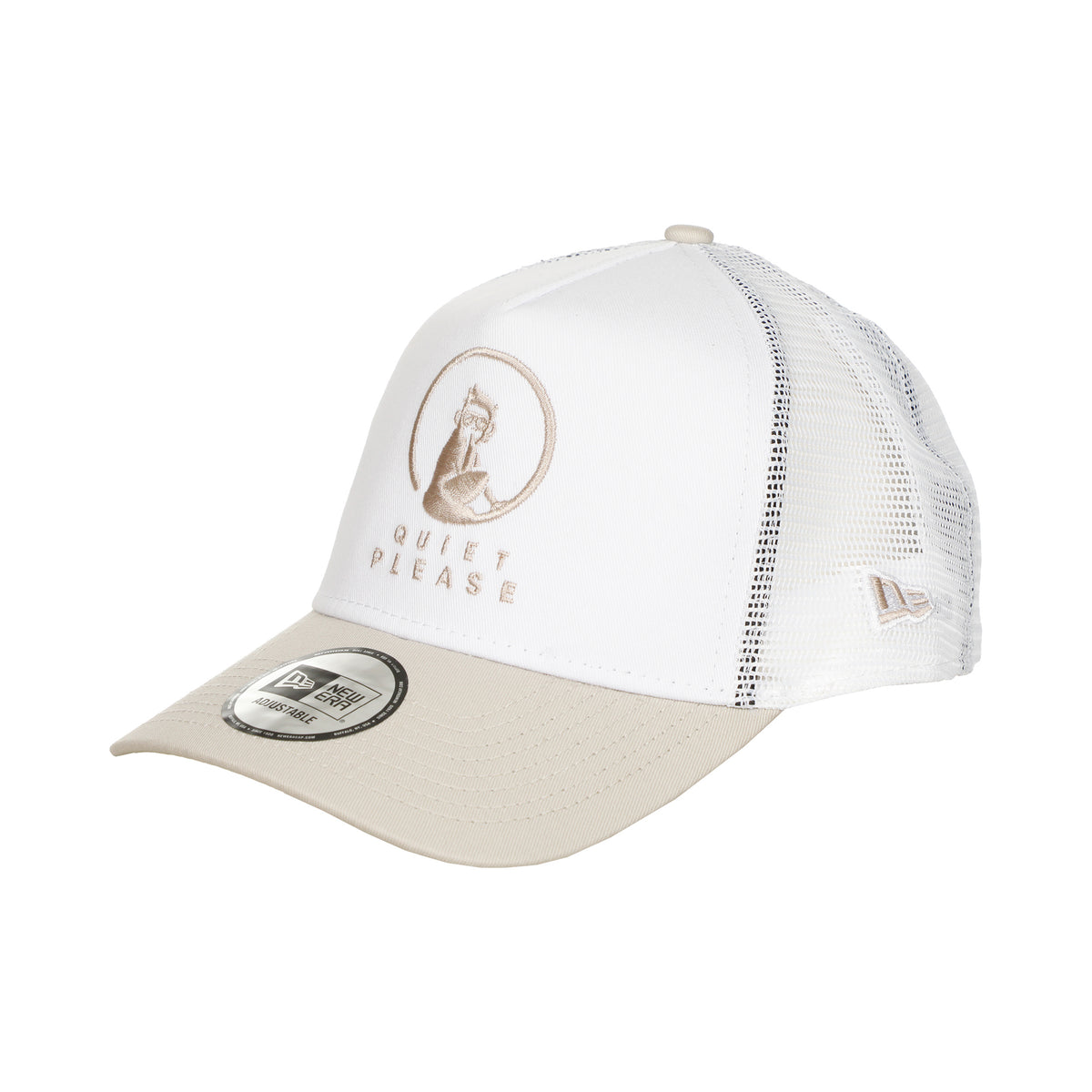 Quiet Please New Era Trucker Cap-Weiß,Beige