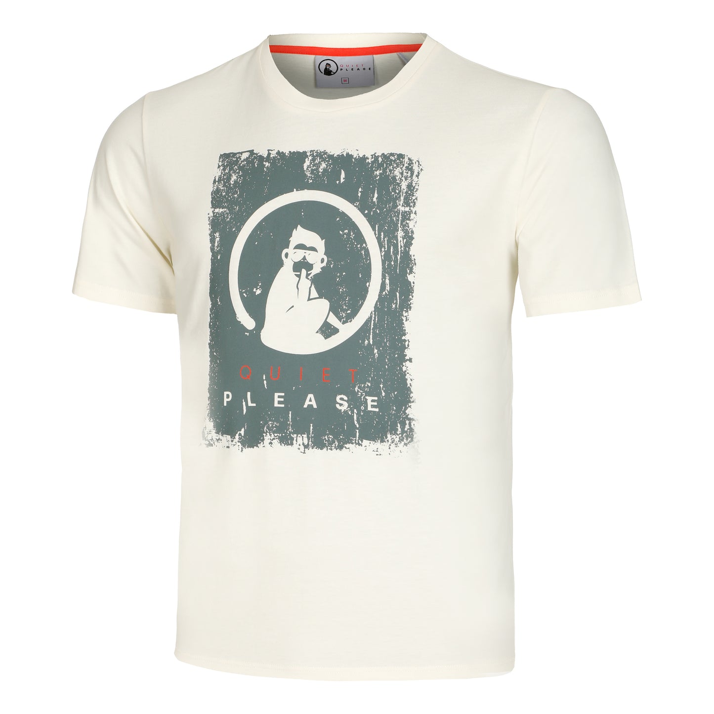 Quiet Please Scraped T-Shirt Herren - weiß, salbei