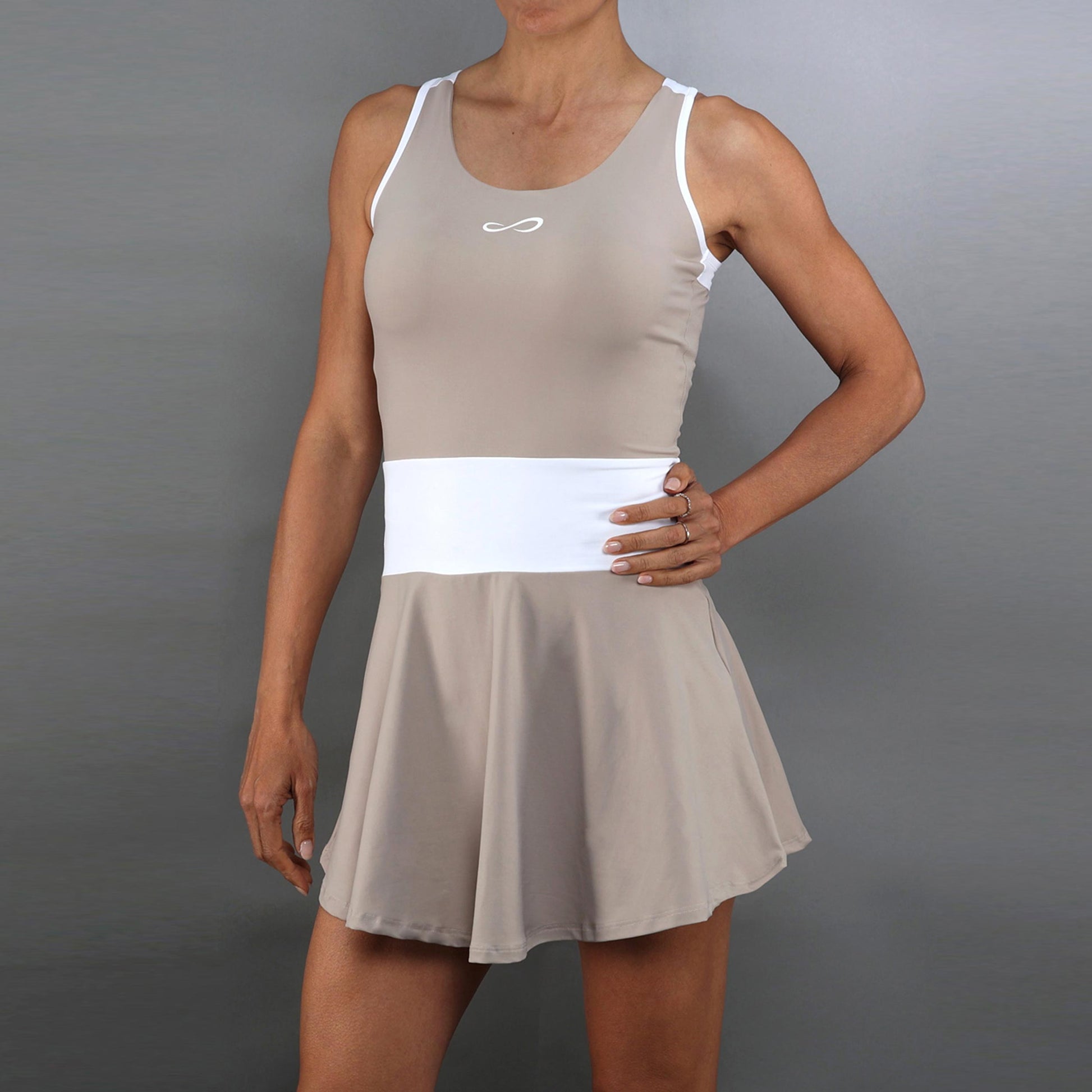 Endless Orbit Kleid Damen-beige, weiß