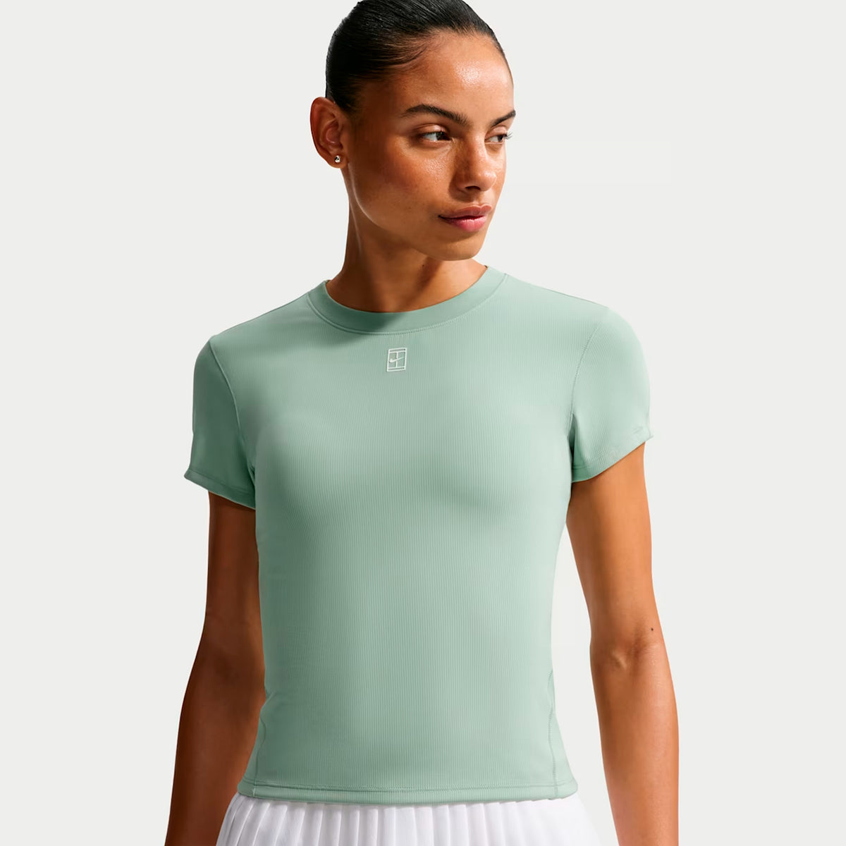 Nike Court Dri-FIT Advantage T-Shirt Damen - graugrün, weiß