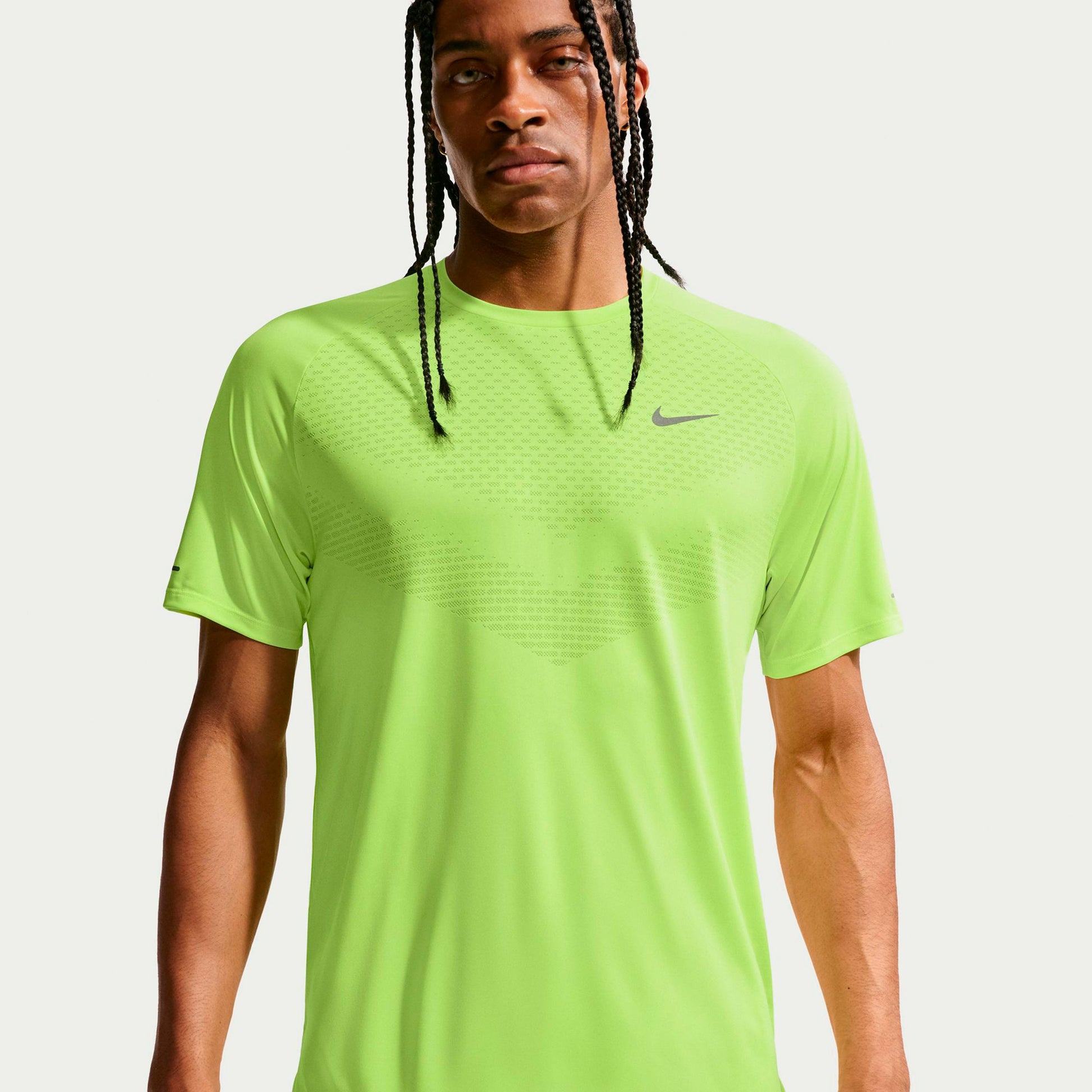 Nike Stride Laufshirt Herren - neongelb, silber
