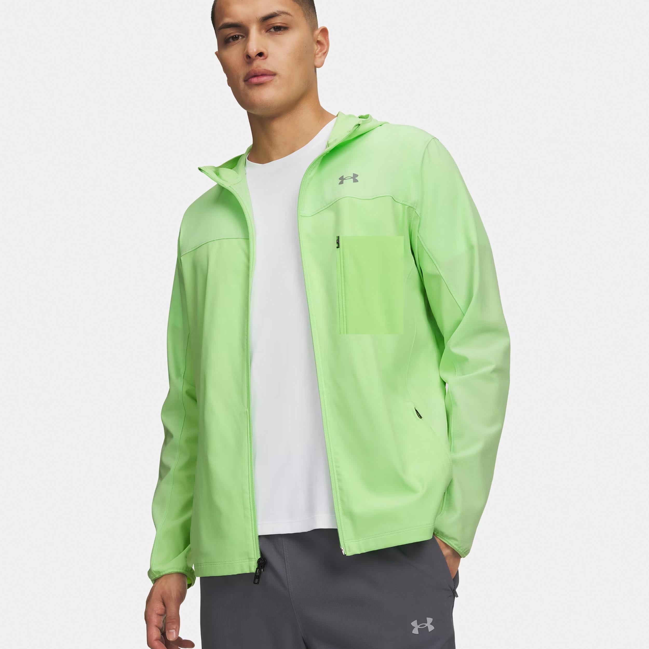 Under Armour Velociti Pro Storm Laufjacke Herren - neongrün, silber