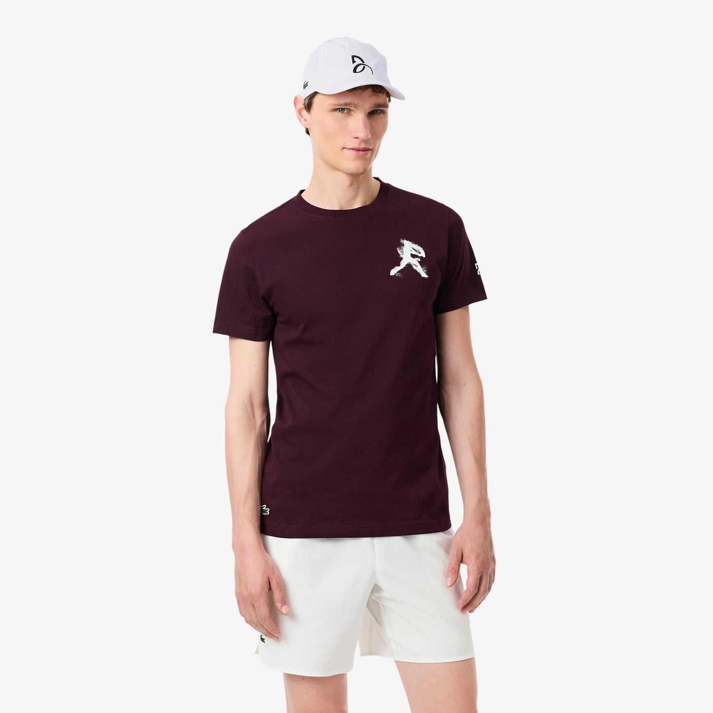 Lacoste T-Shirt & Cap Herren - weinrot, weiß