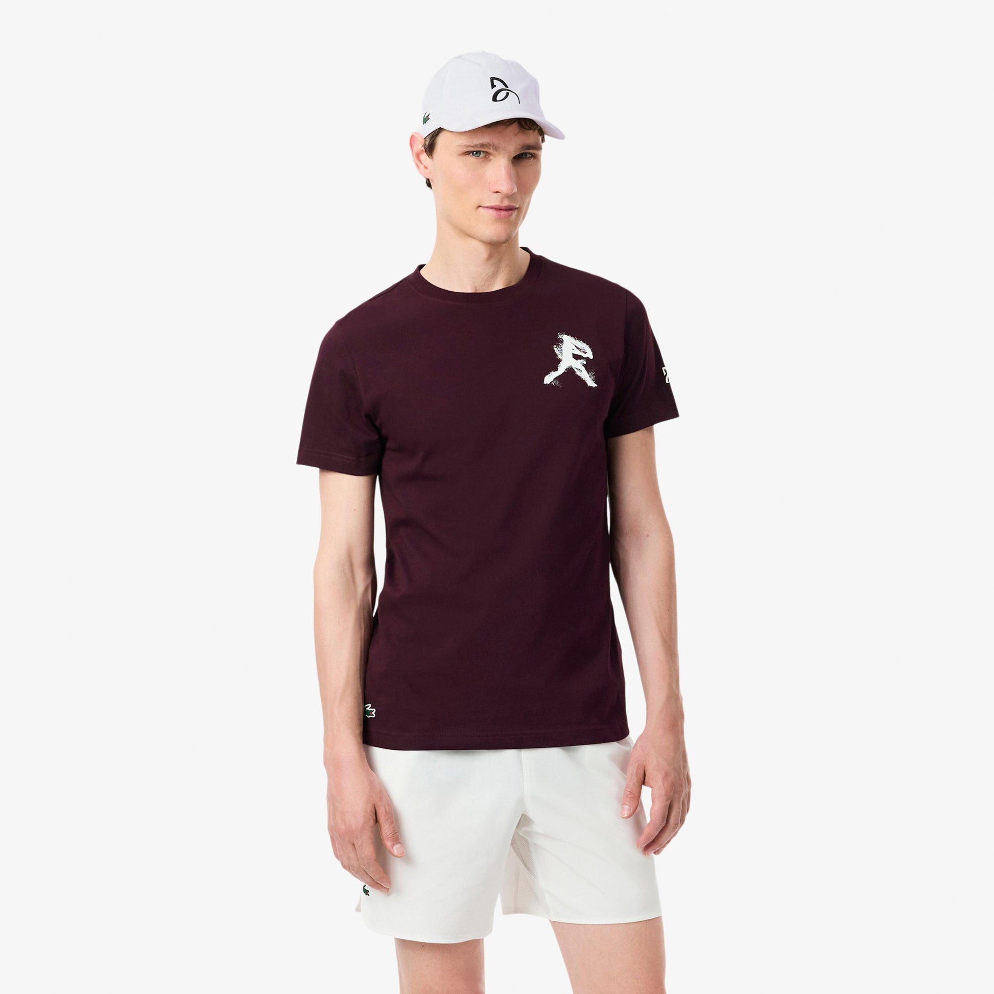 Lacoste T-Shirt & Cap Herren - weinrot, weiß