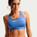 Swoosh Medium Sport-BH Damen-blau, weiß