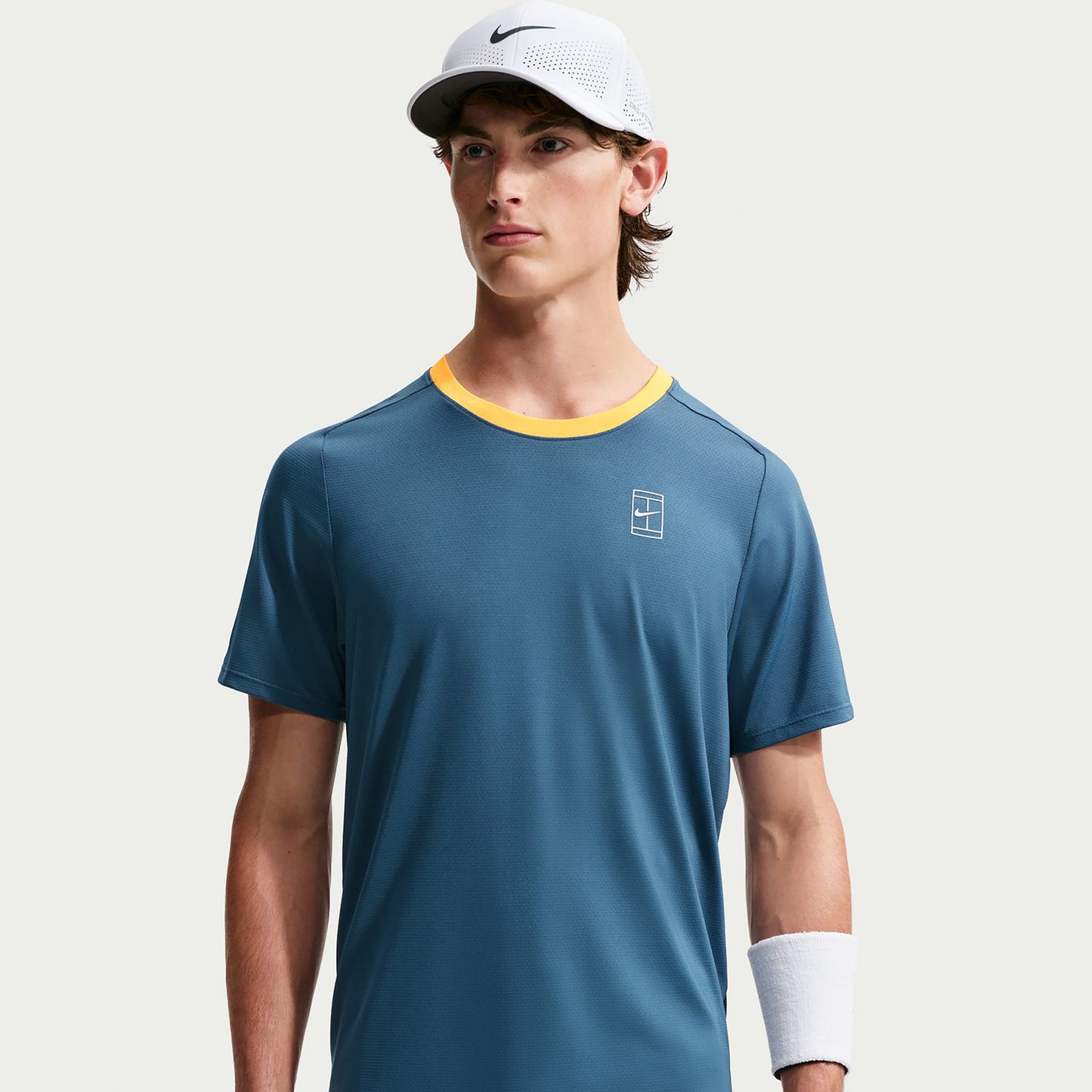 Nike Court Dri-FIT Advantage T-Shirt Herren - blaugrau, orange