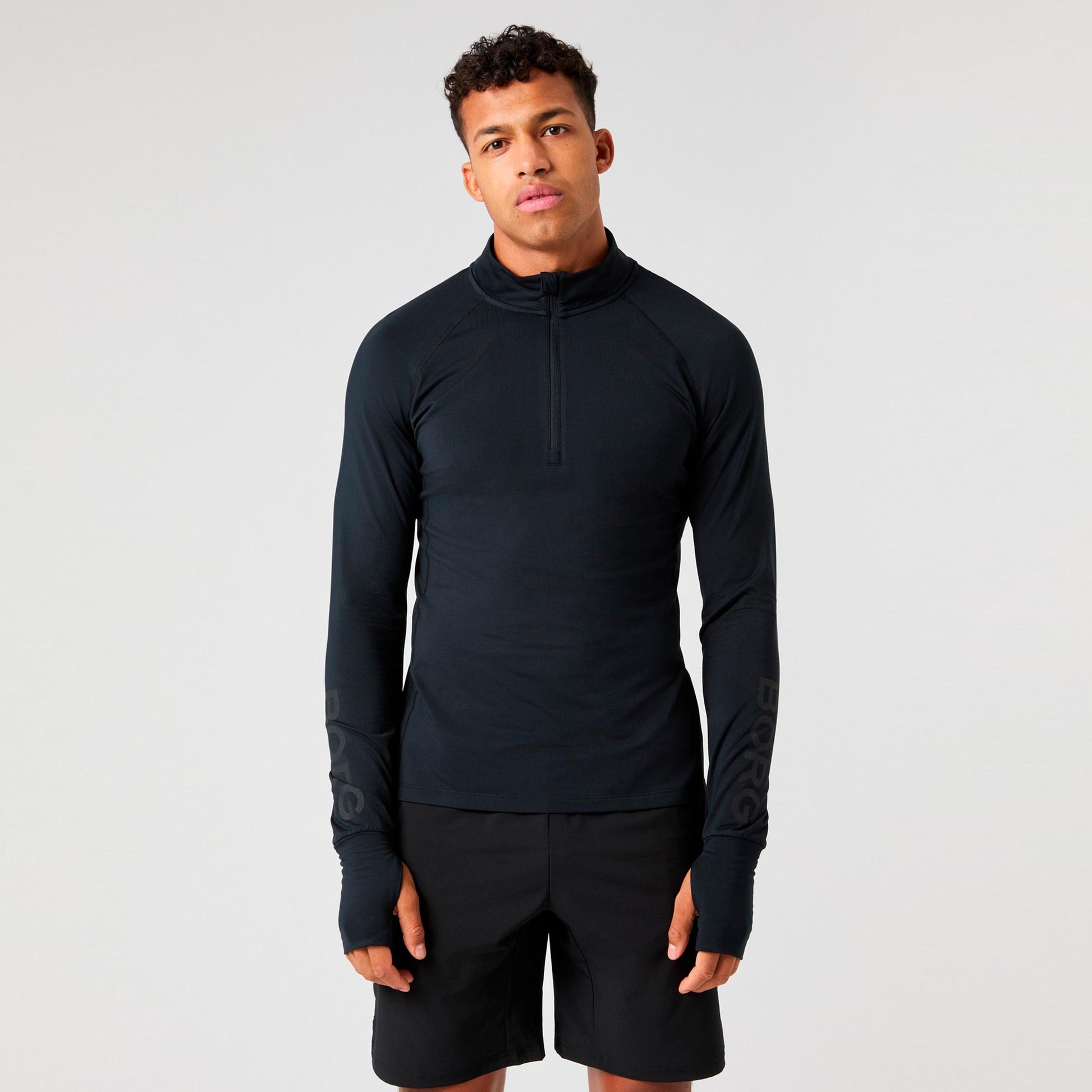 Björn Borg Midlayer Half Zip Longsleeve Herren - schwarz, schwarz