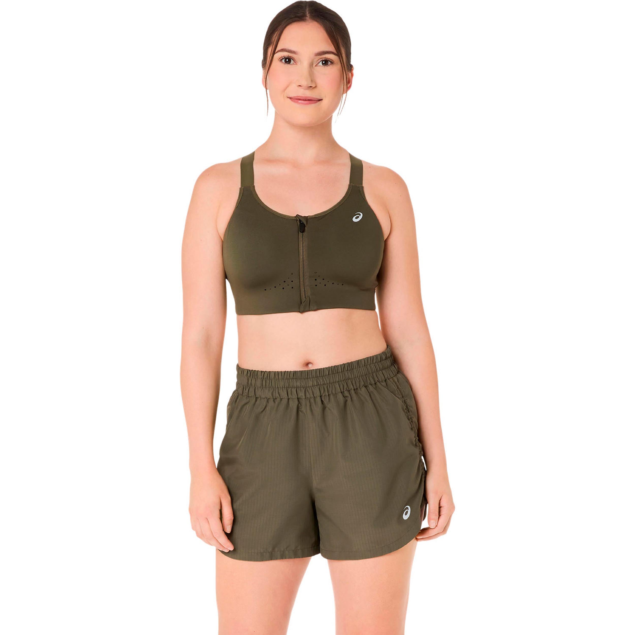 ASICS Road Combination Zip  Sport-BH Damen - grün