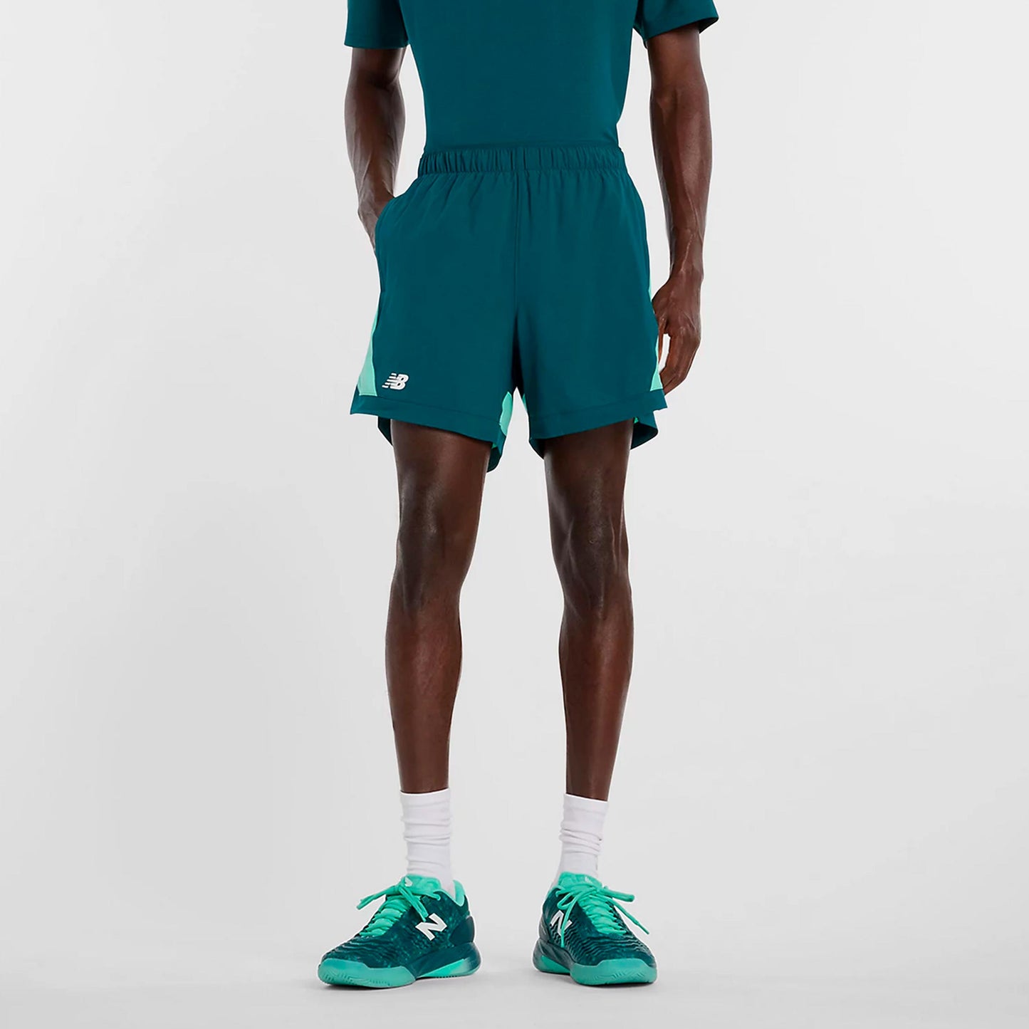New Balance Tournament Novelty Shorts Herren-petrol, weiß