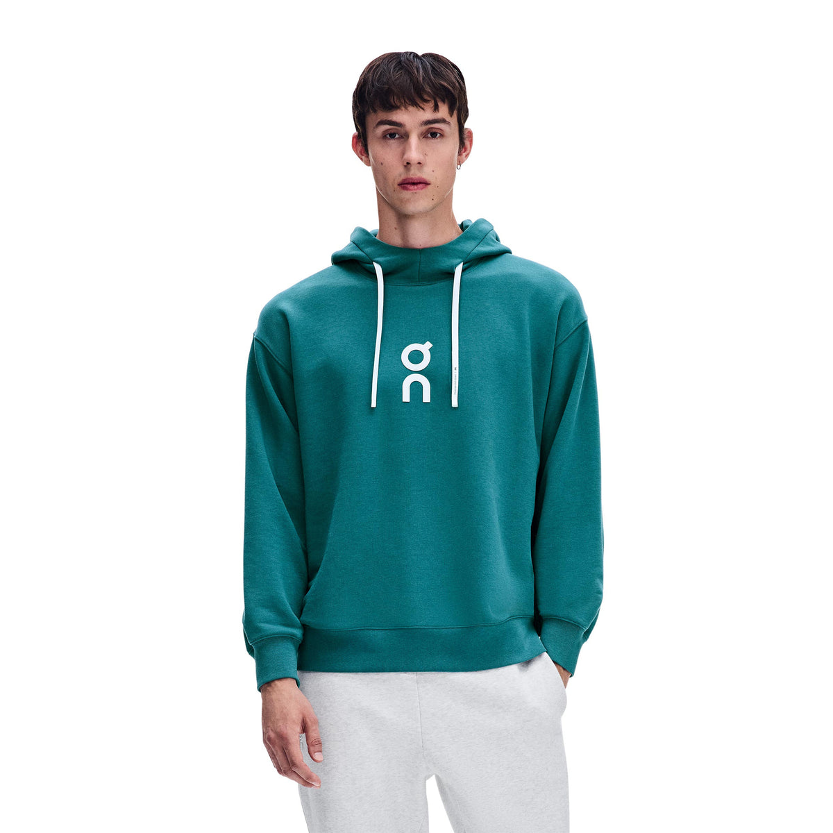 On Club Hoody Herren - petrol, weiß